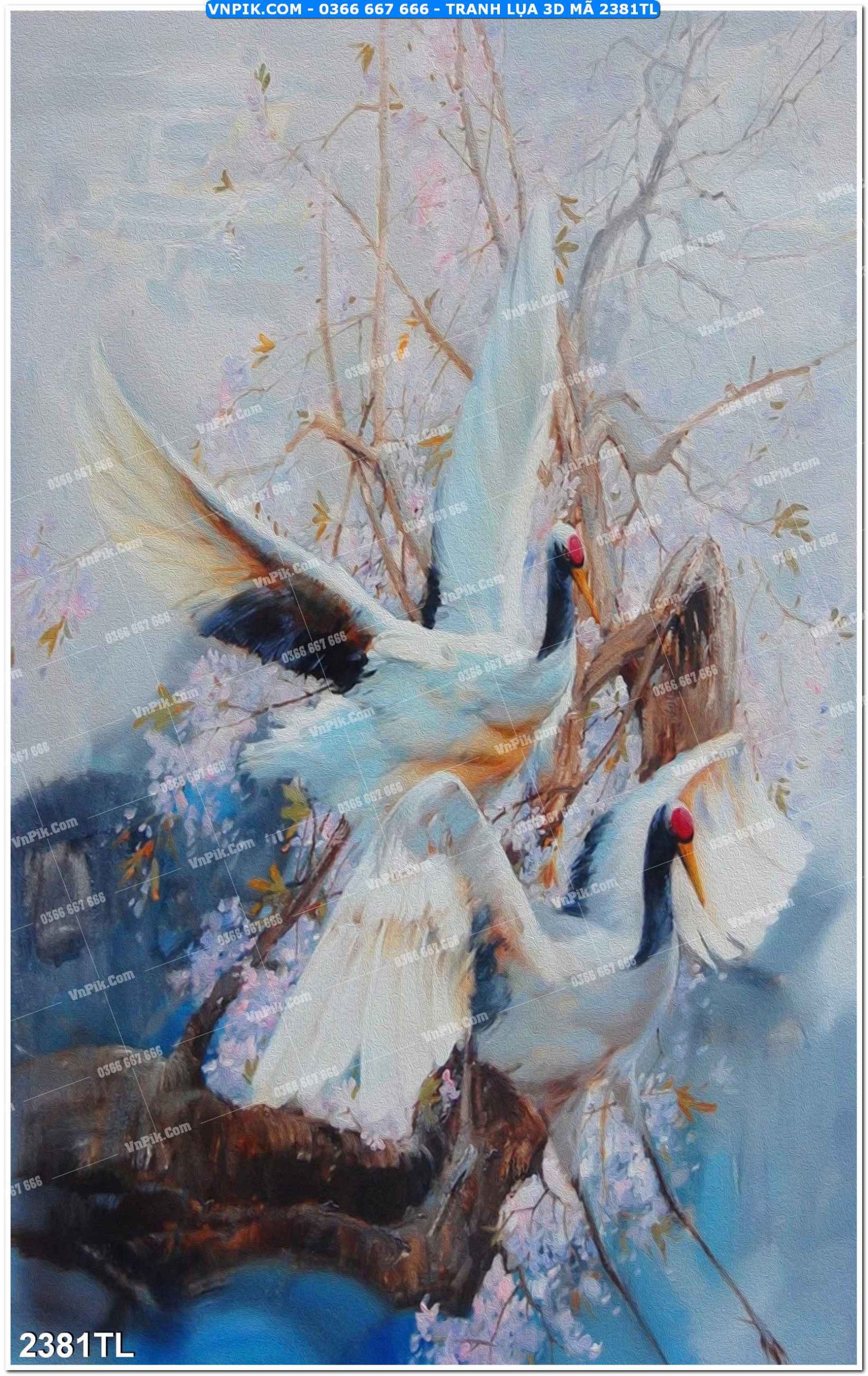 Tranh lụa 3D – Tranh trang trí dán tường 2381TL