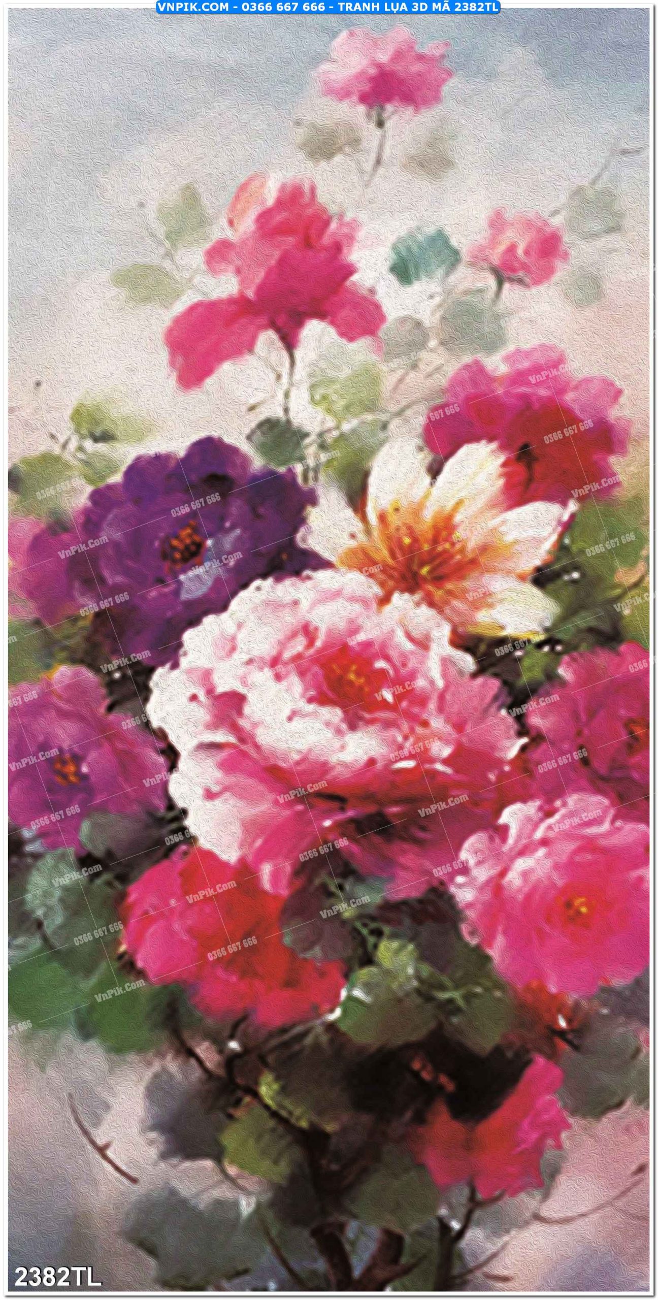 Tranh lụa 3D – Tranh trang trí dán tường 2382TL