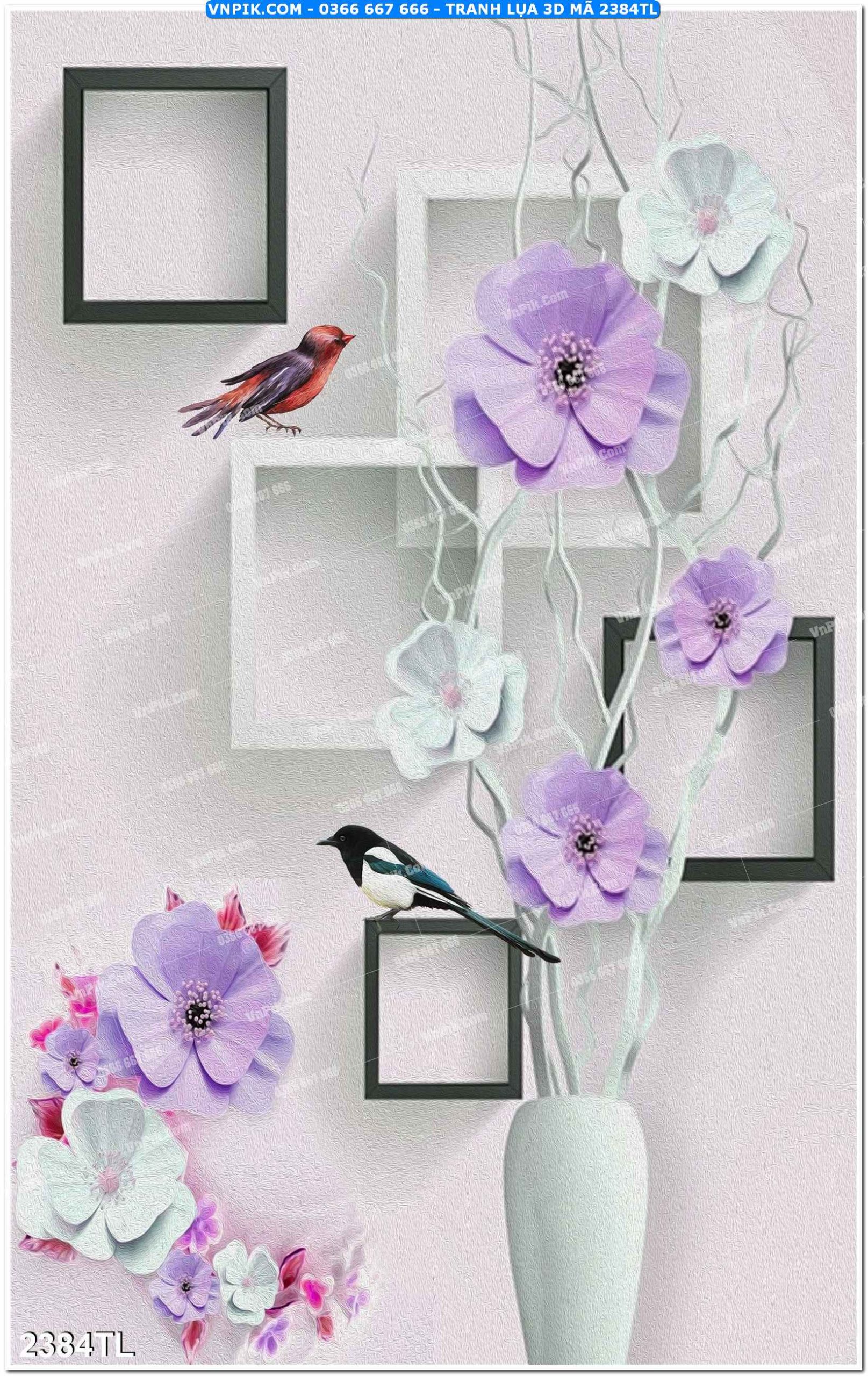 Tranh lụa 3D – Tranh trang trí dán tường 2384TL