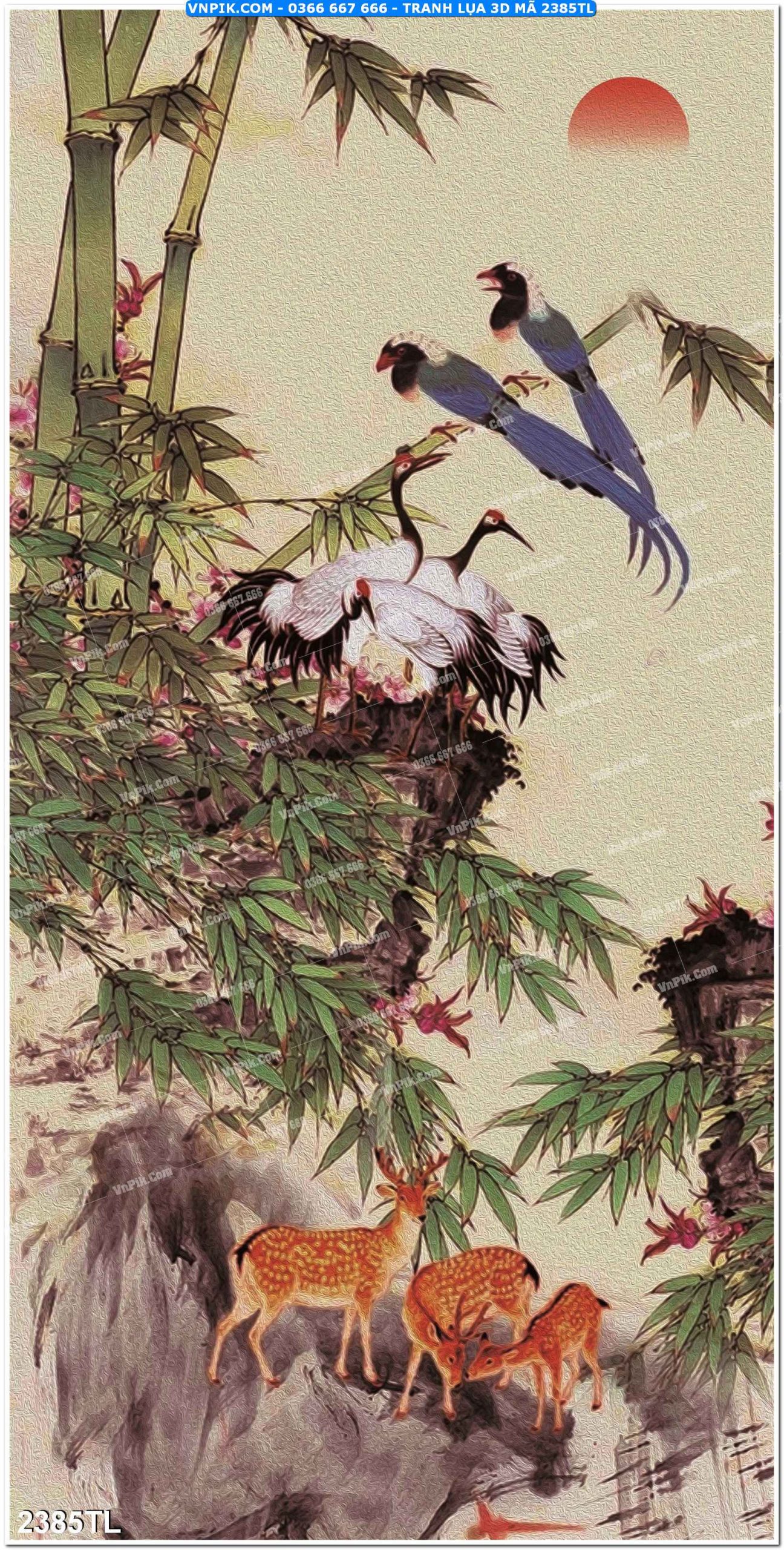 Tranh lụa 3D – Tranh trang trí dán tường 2385TL