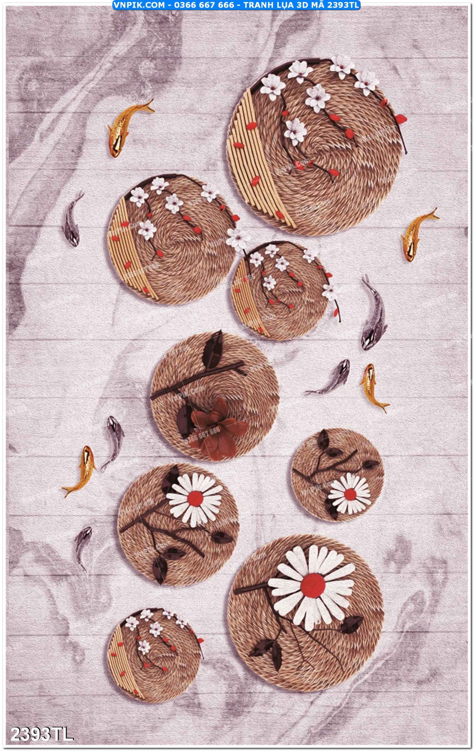 Tranh lụa 3D – Tranh trang trí dán tường 2393TL