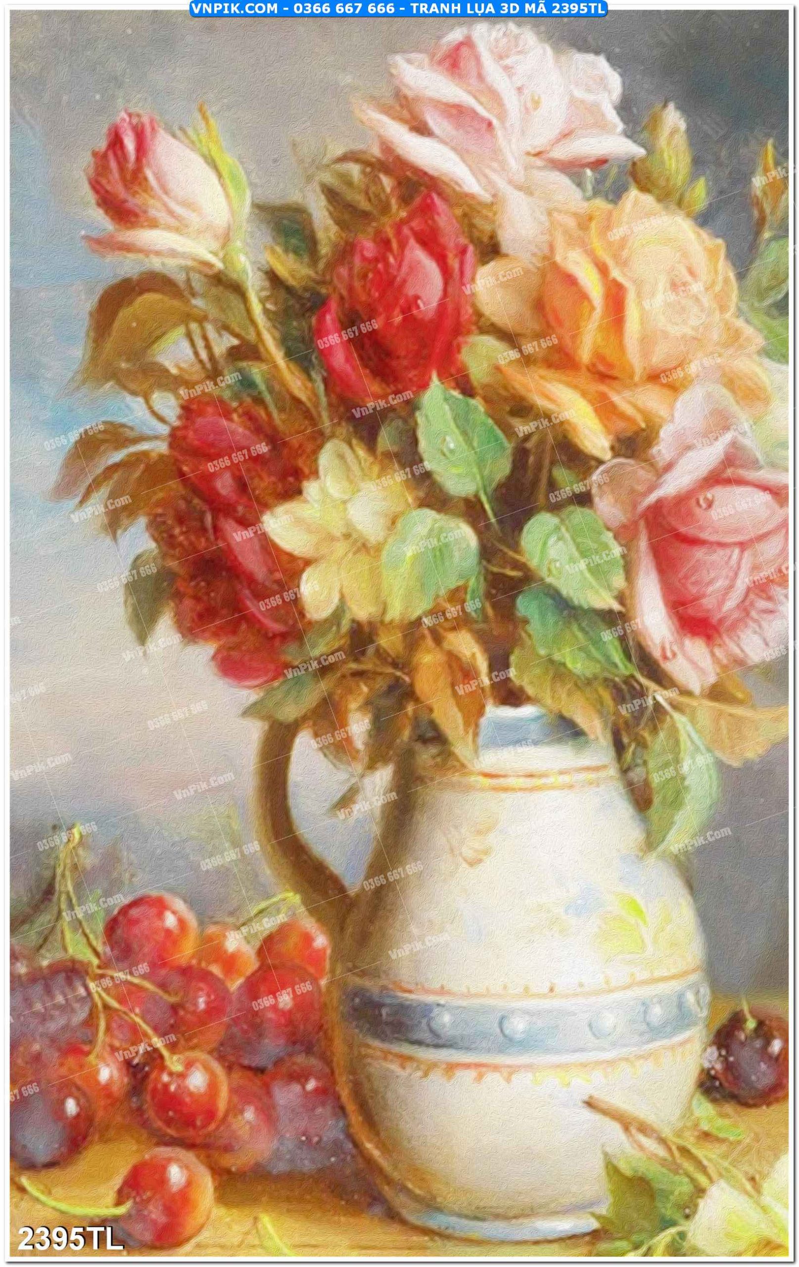 Tranh lụa 3D – Tranh trang trí dán tường 2395TL