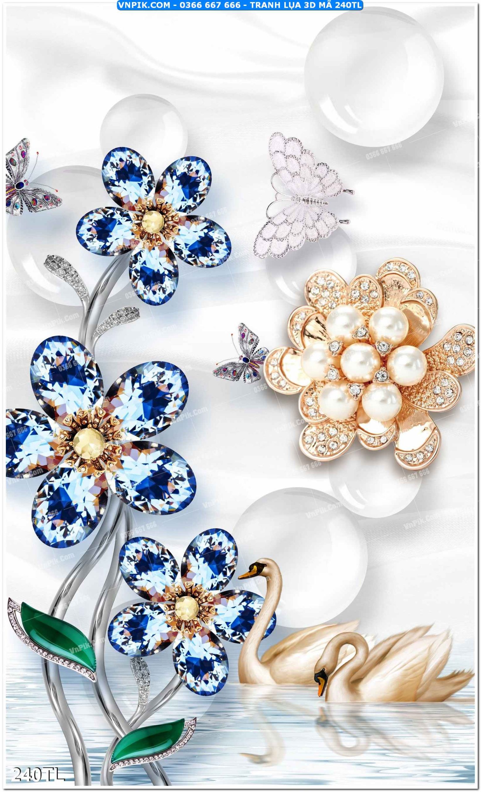 Tranh lụa 3D – Tranh trang trí dán tường 240TL