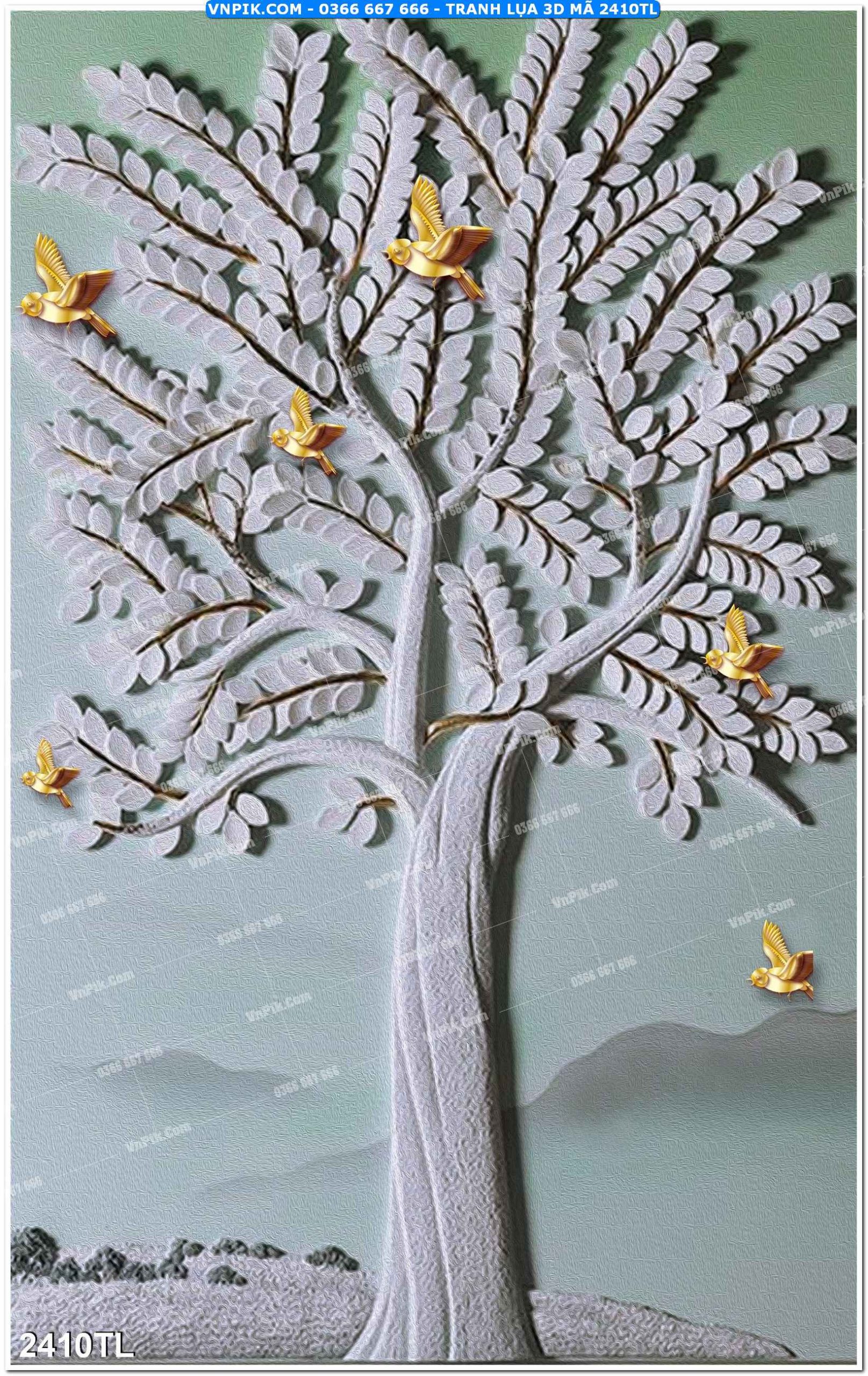 Tranh lụa 3D – Tranh trang trí dán tường 2410TL