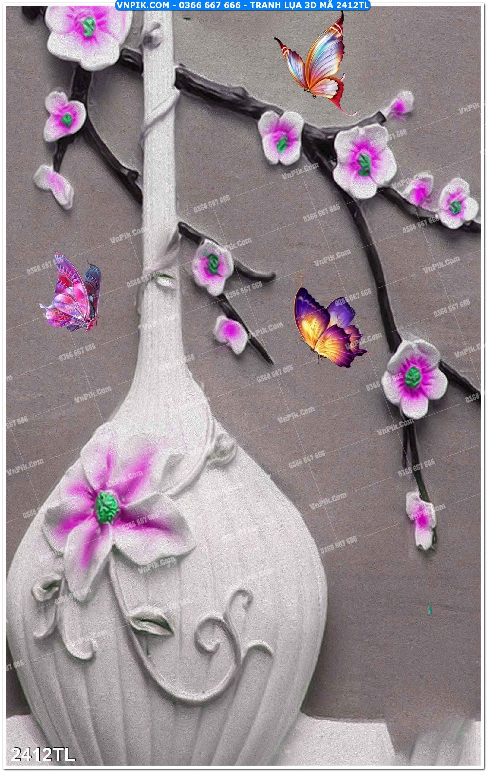 Tranh lụa 3D – Tranh trang trí dán tường 2412TL