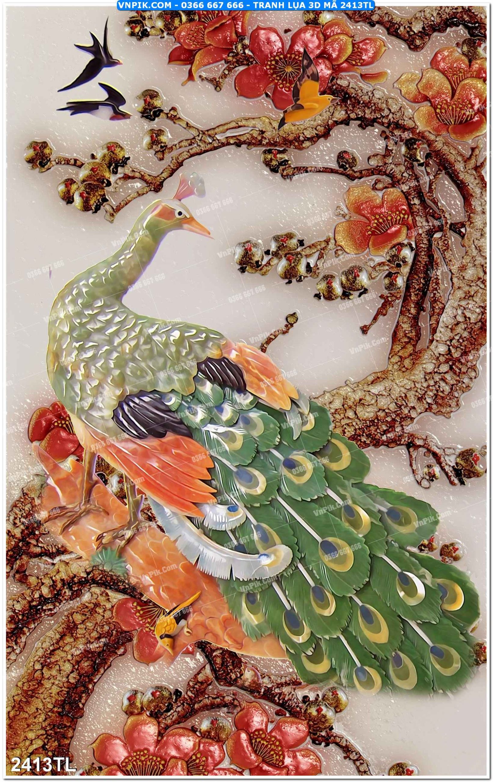 Tranh lụa 3D – Tranh trang trí dán tường 2413TL