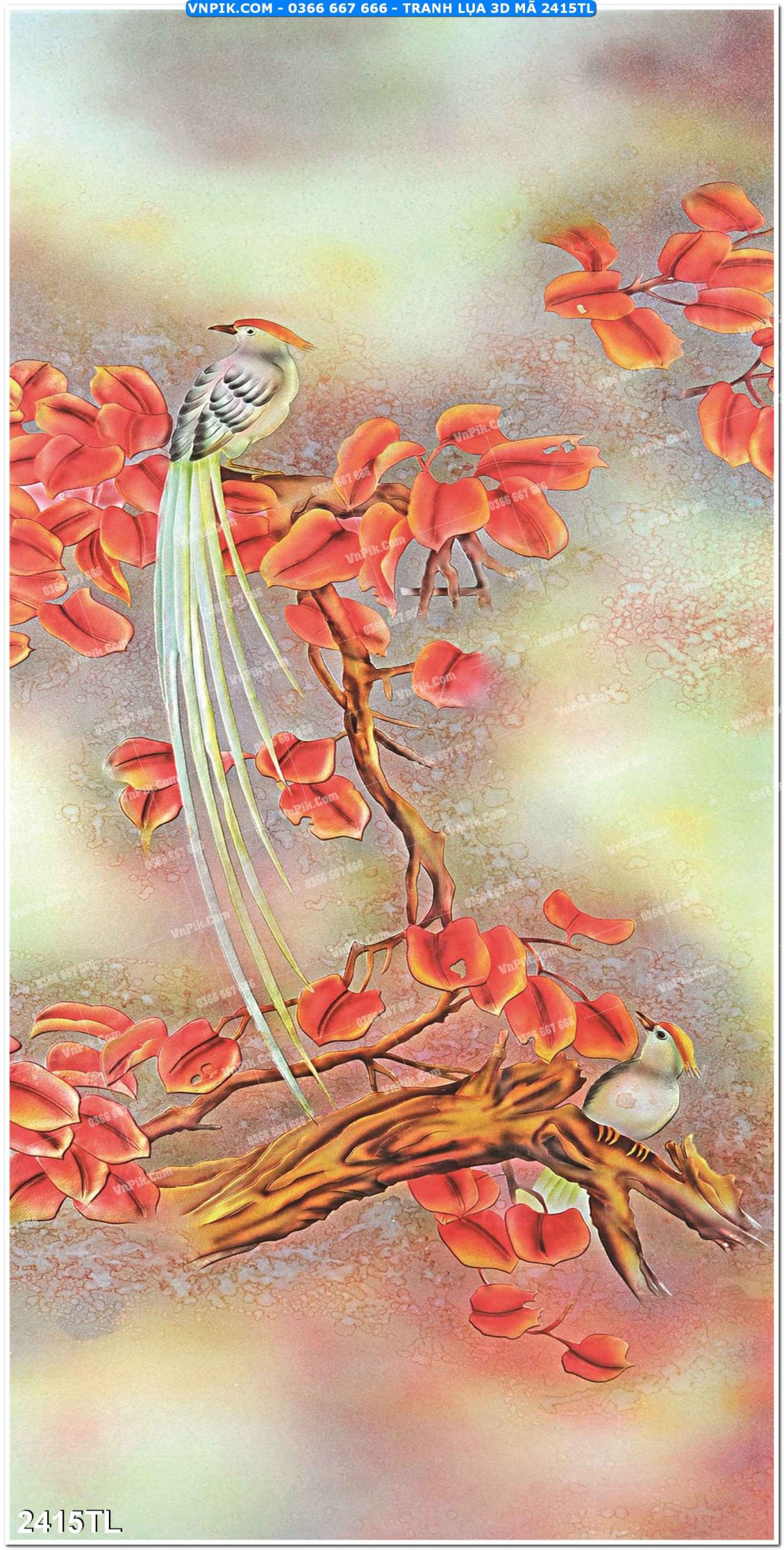 Tranh lụa 3D – Tranh trang trí dán tường 2415TL