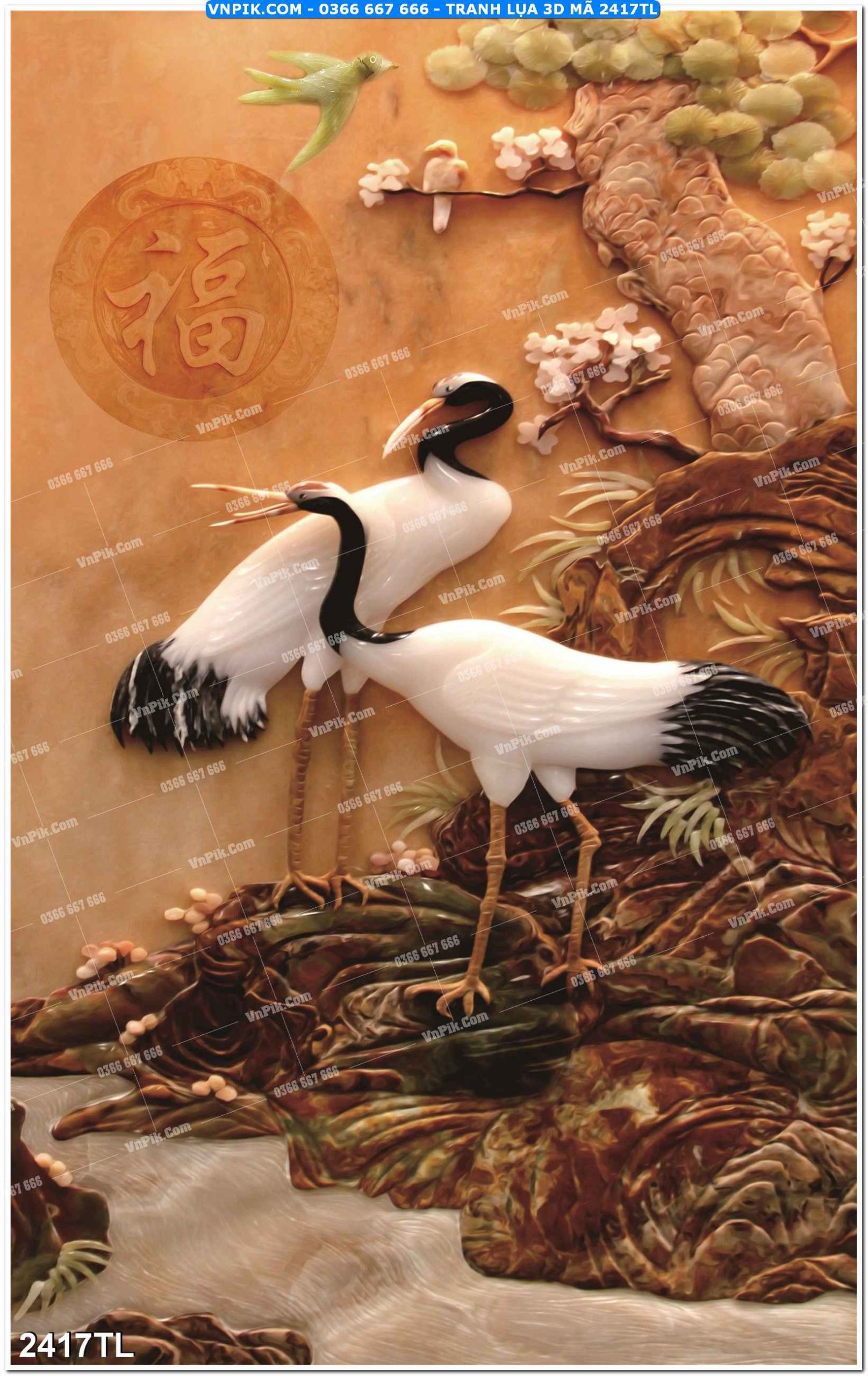 Tranh lụa 3D – Tranh trang trí dán tường 2417TL