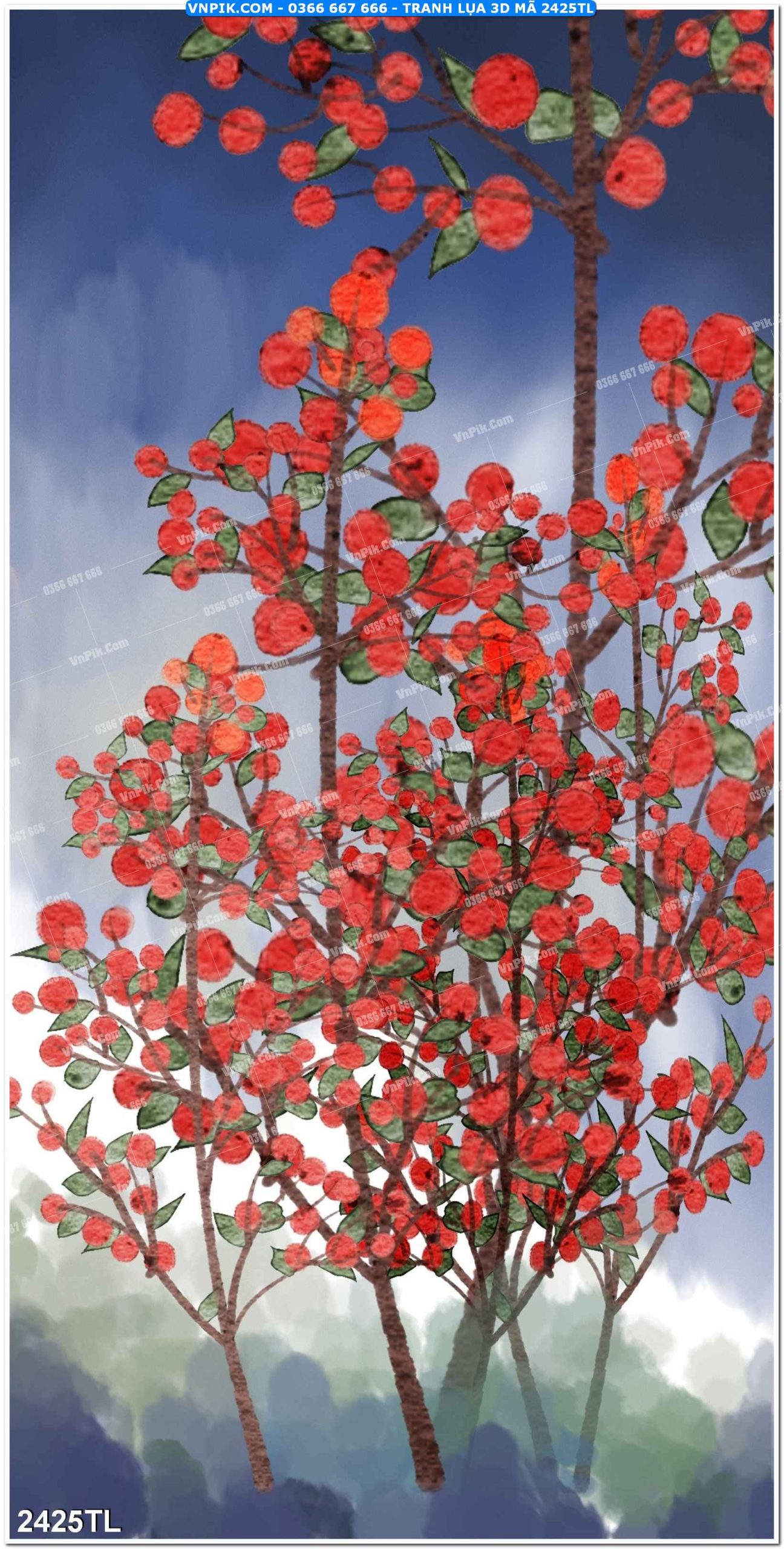 Tranh lụa 3D – Tranh trang trí dán tường 2425TL