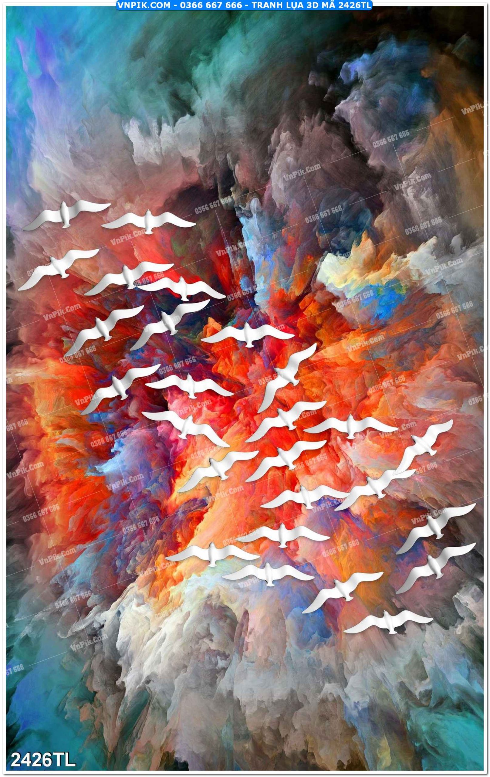 Tranh lụa 3D – Tranh trang trí dán tường 2426TL