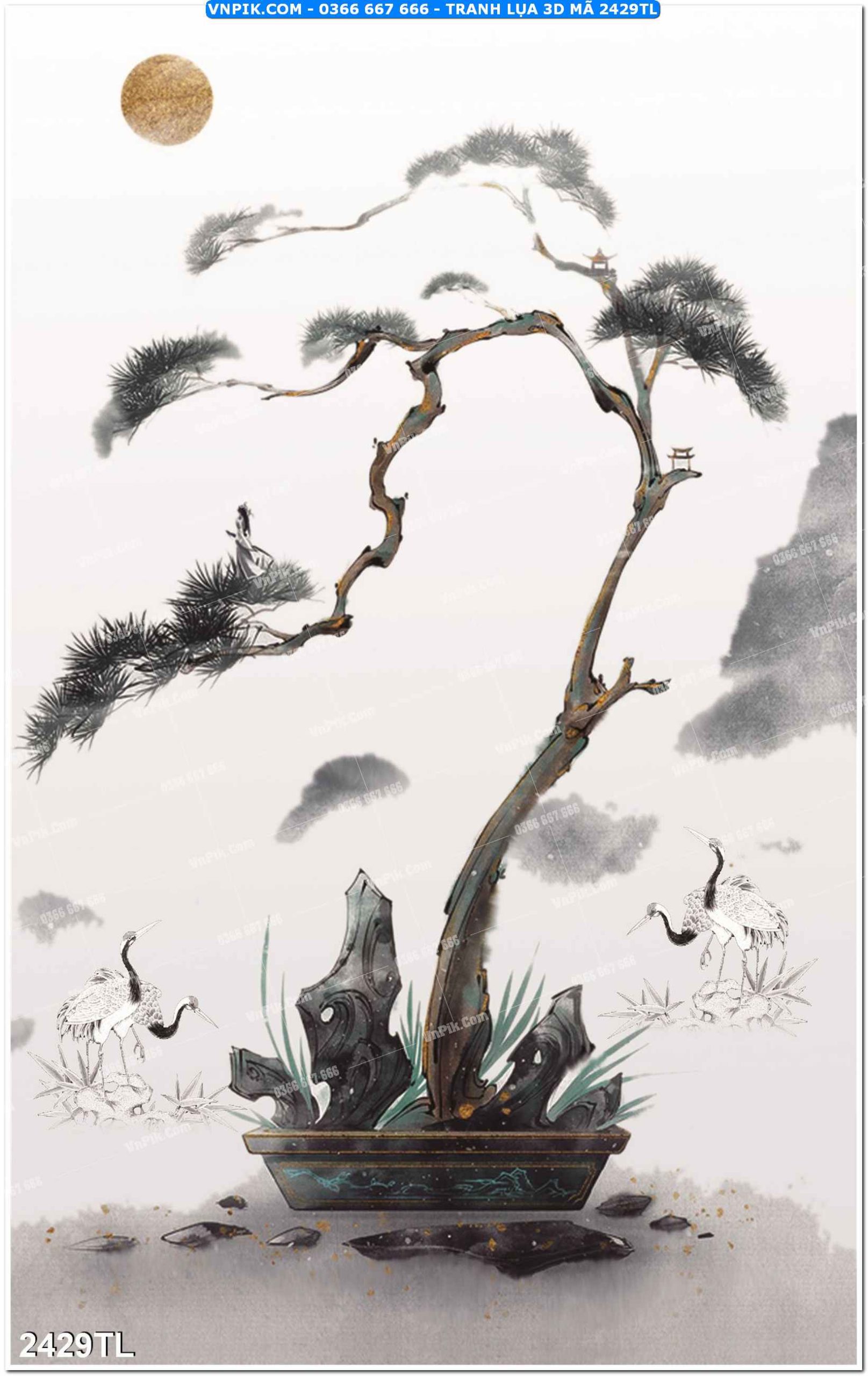 Tranh lụa 3D – Tranh trang trí dán tường 2429TL