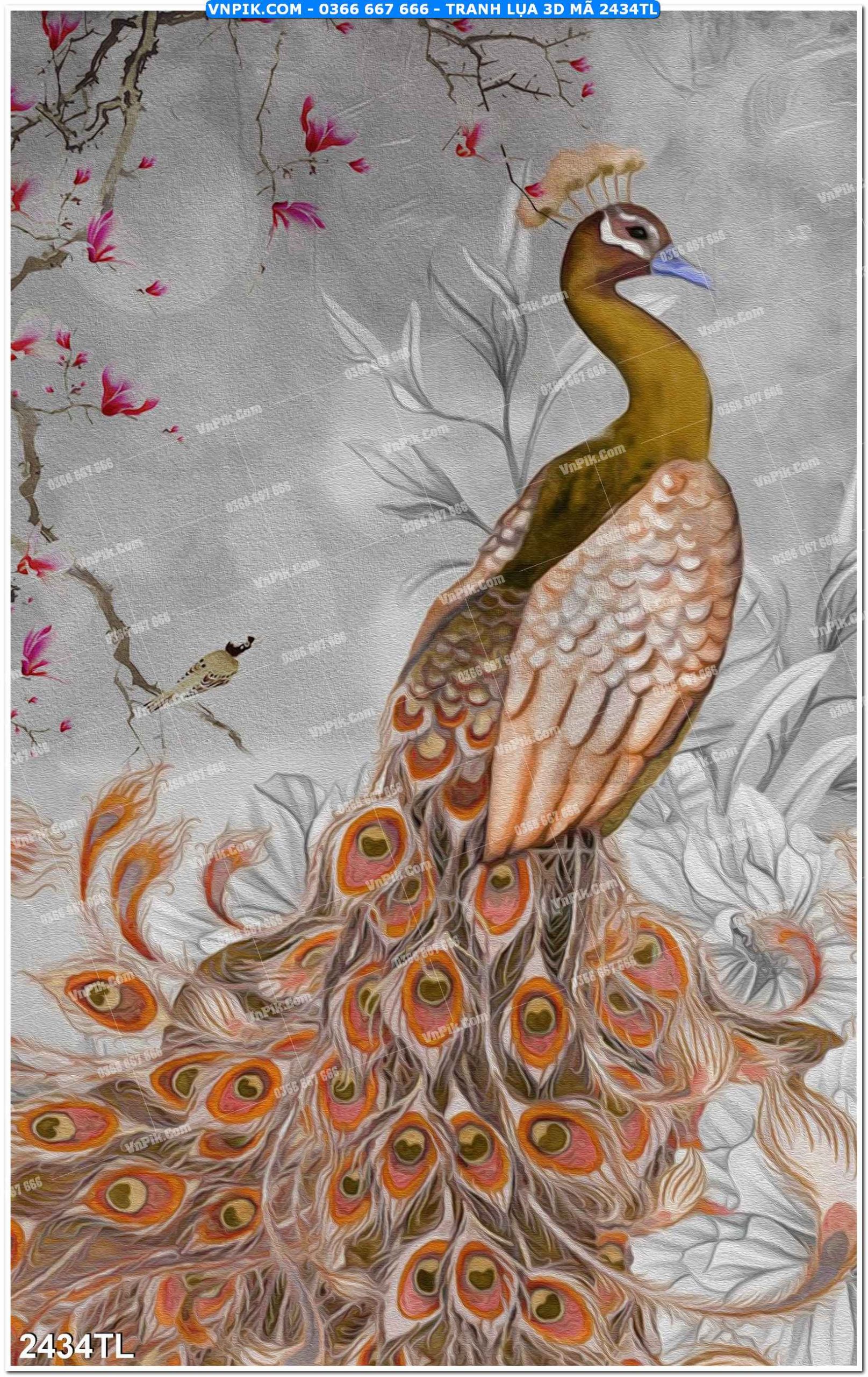 Tranh lụa 3D – Tranh trang trí dán tường 2434TL