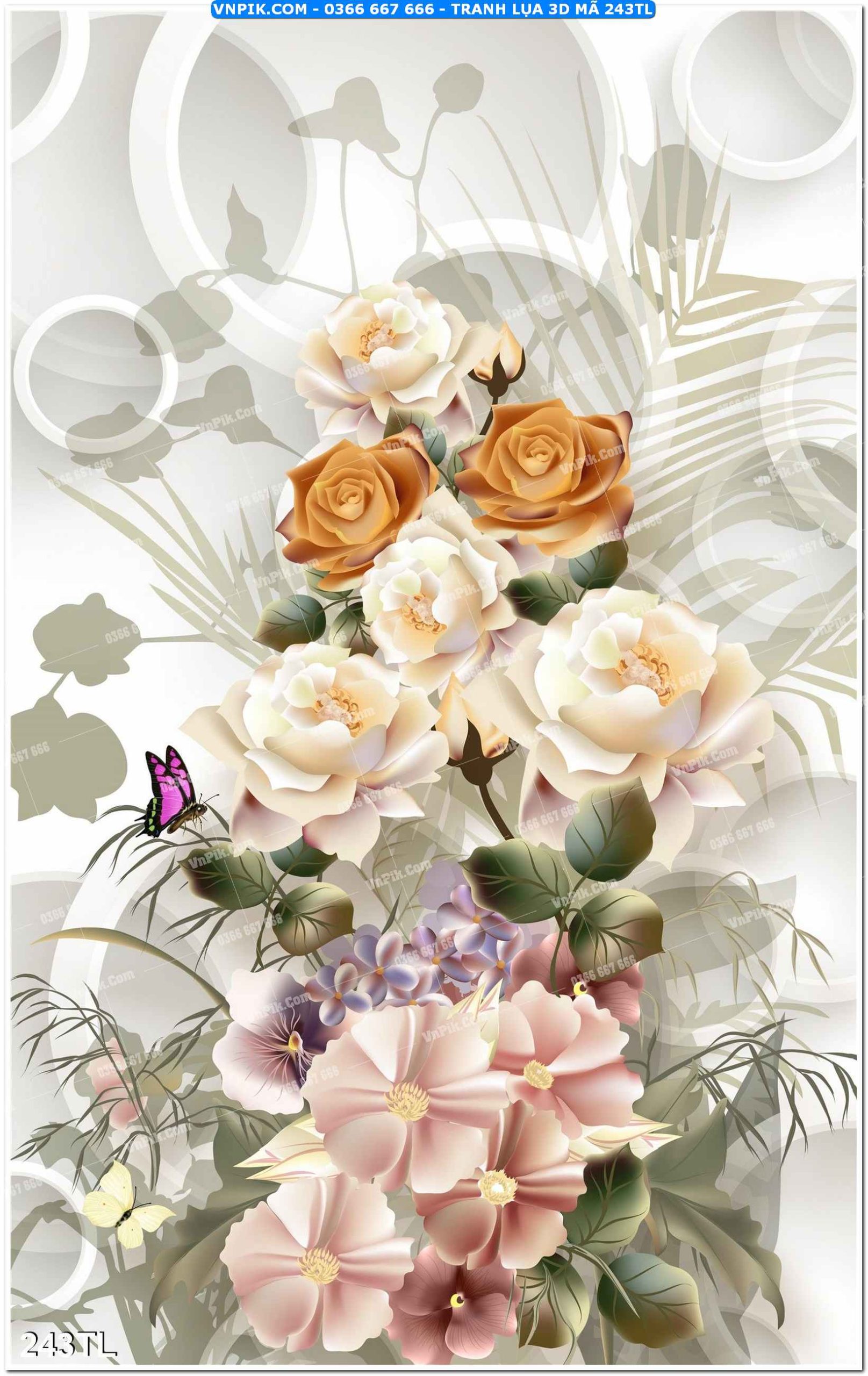 Tranh lụa 3D – Tranh trang trí dán tường 243TL