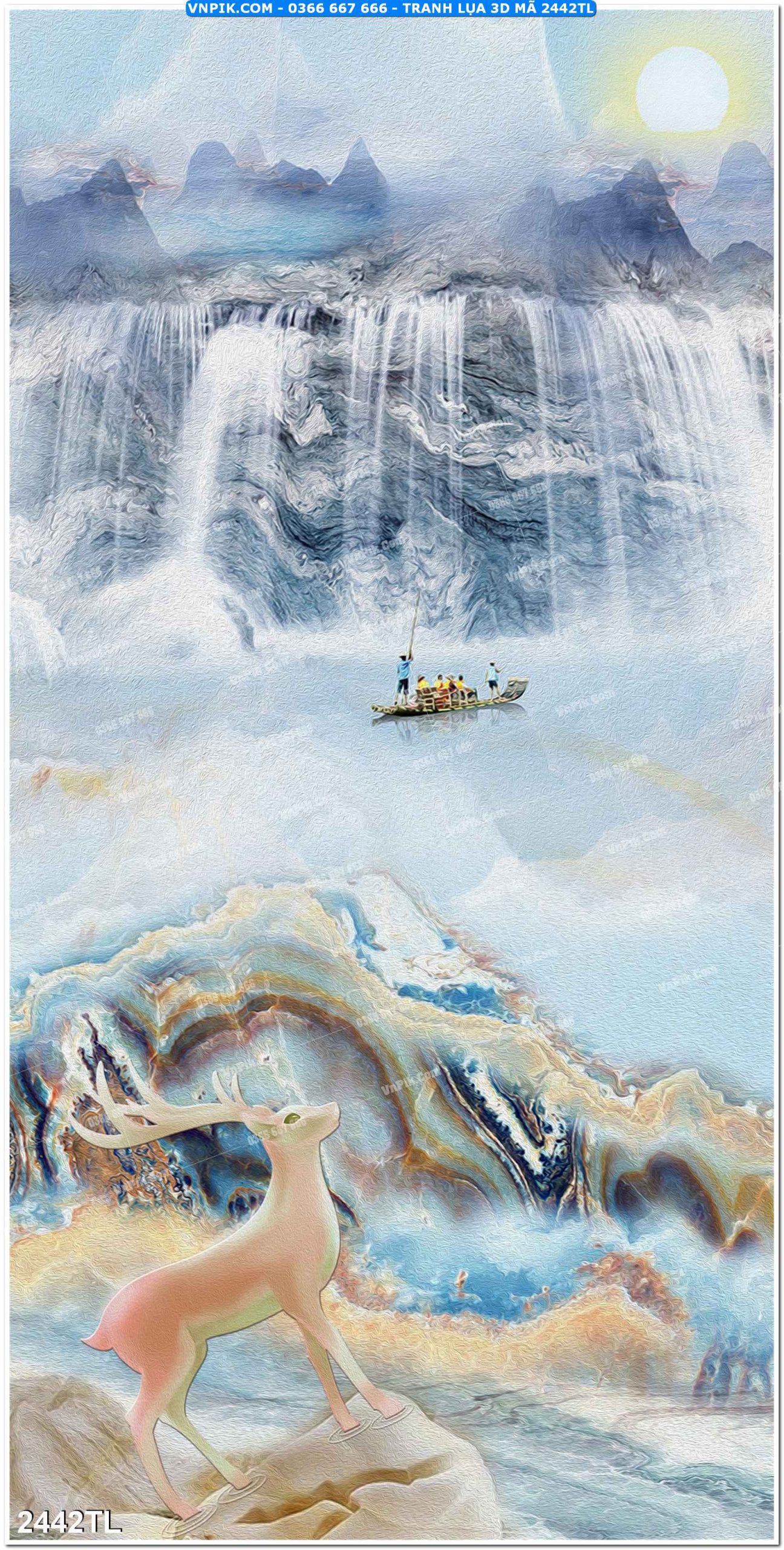 Tranh lụa 3D – Tranh trang trí dán tường 2442TL
