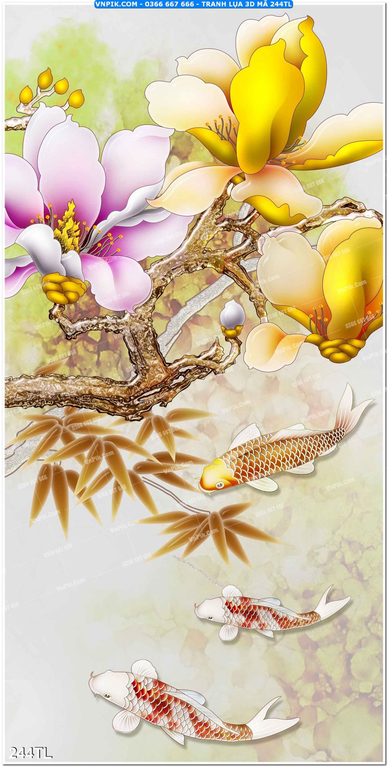 Tranh lụa 3D – Tranh trang trí dán tường 244TL