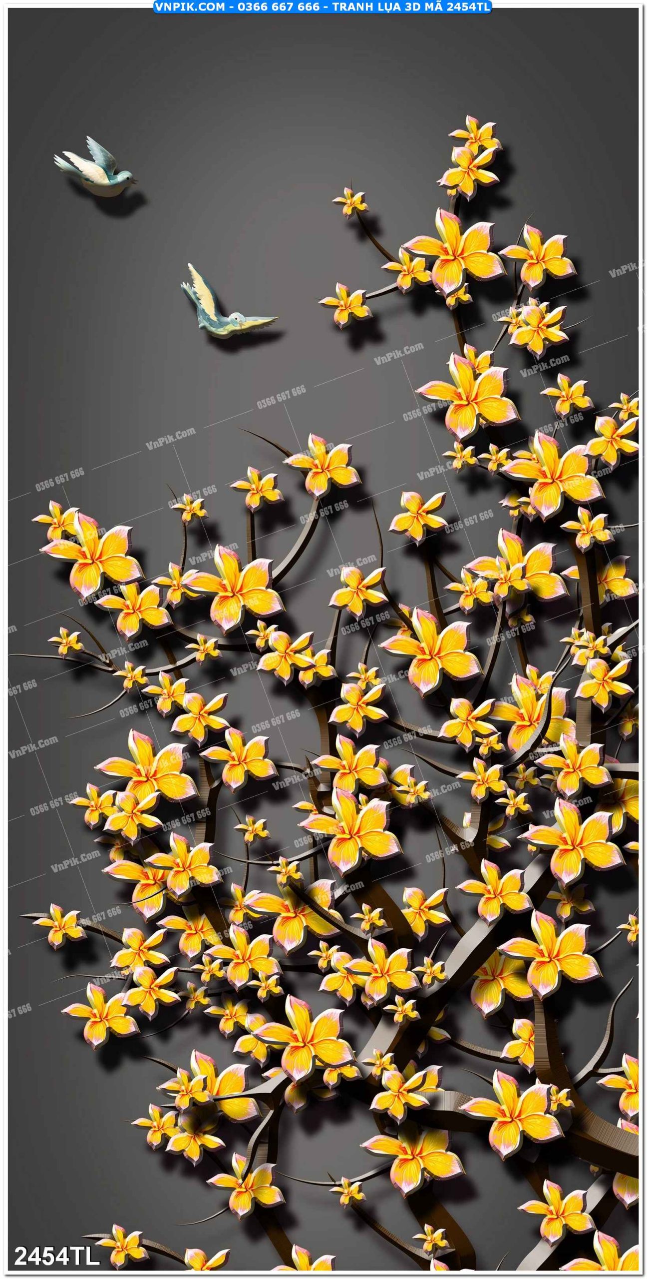 Tranh lụa 3D – Tranh trang trí dán tường 2454TL