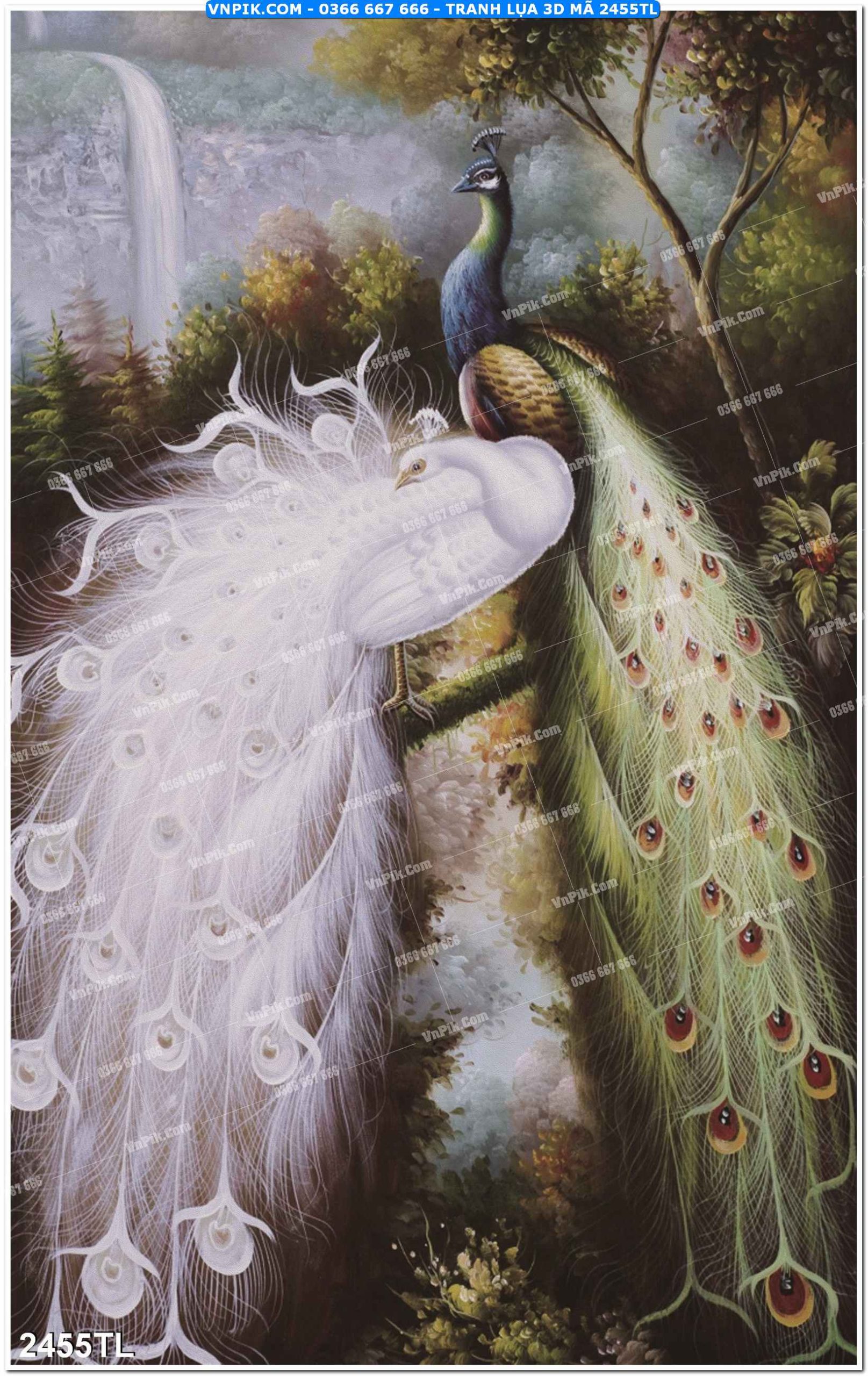 Tranh lụa 3D – Tranh trang trí dán tường 2455TL