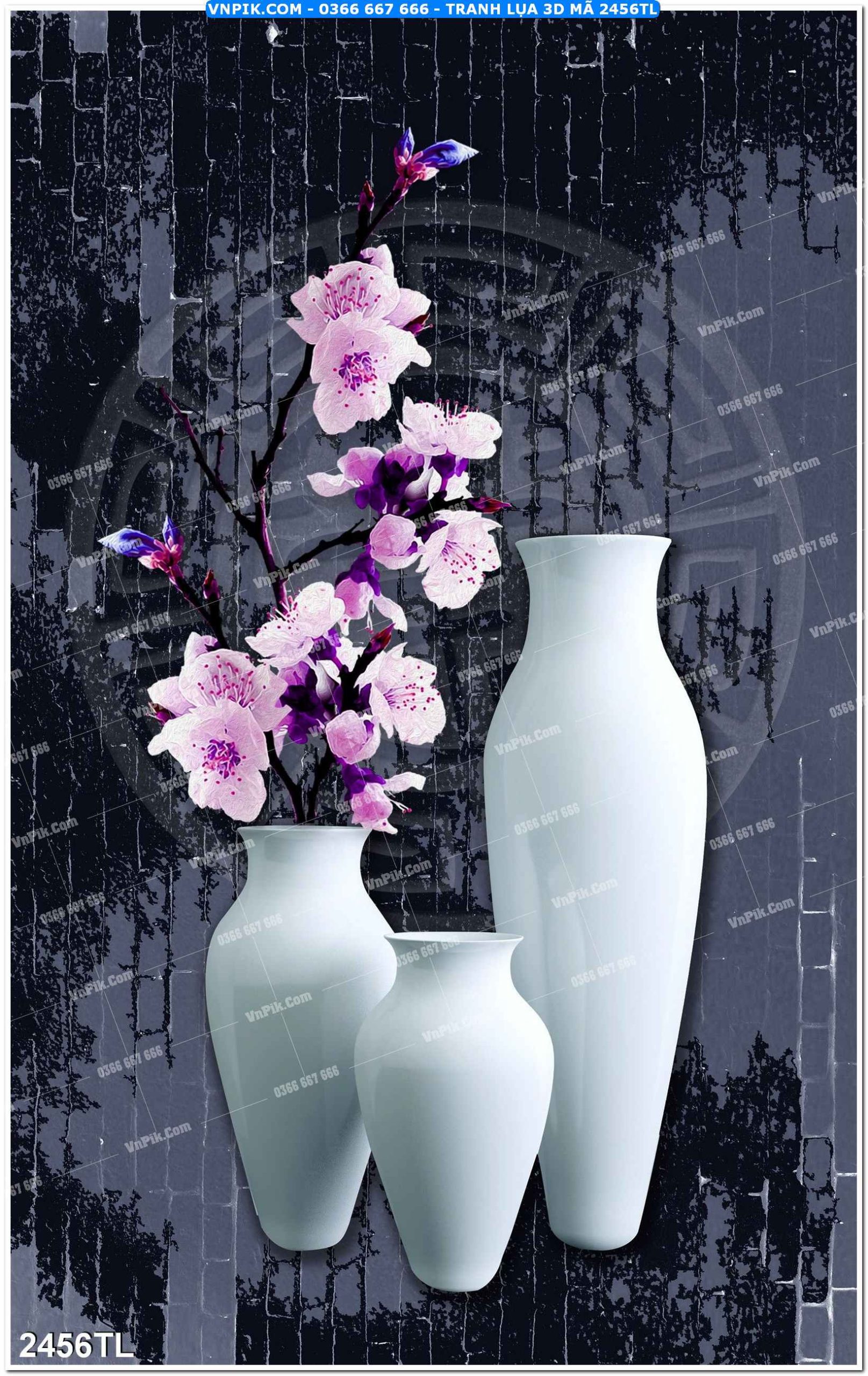 Tranh lụa 3D – Tranh trang trí dán tường 2456TL