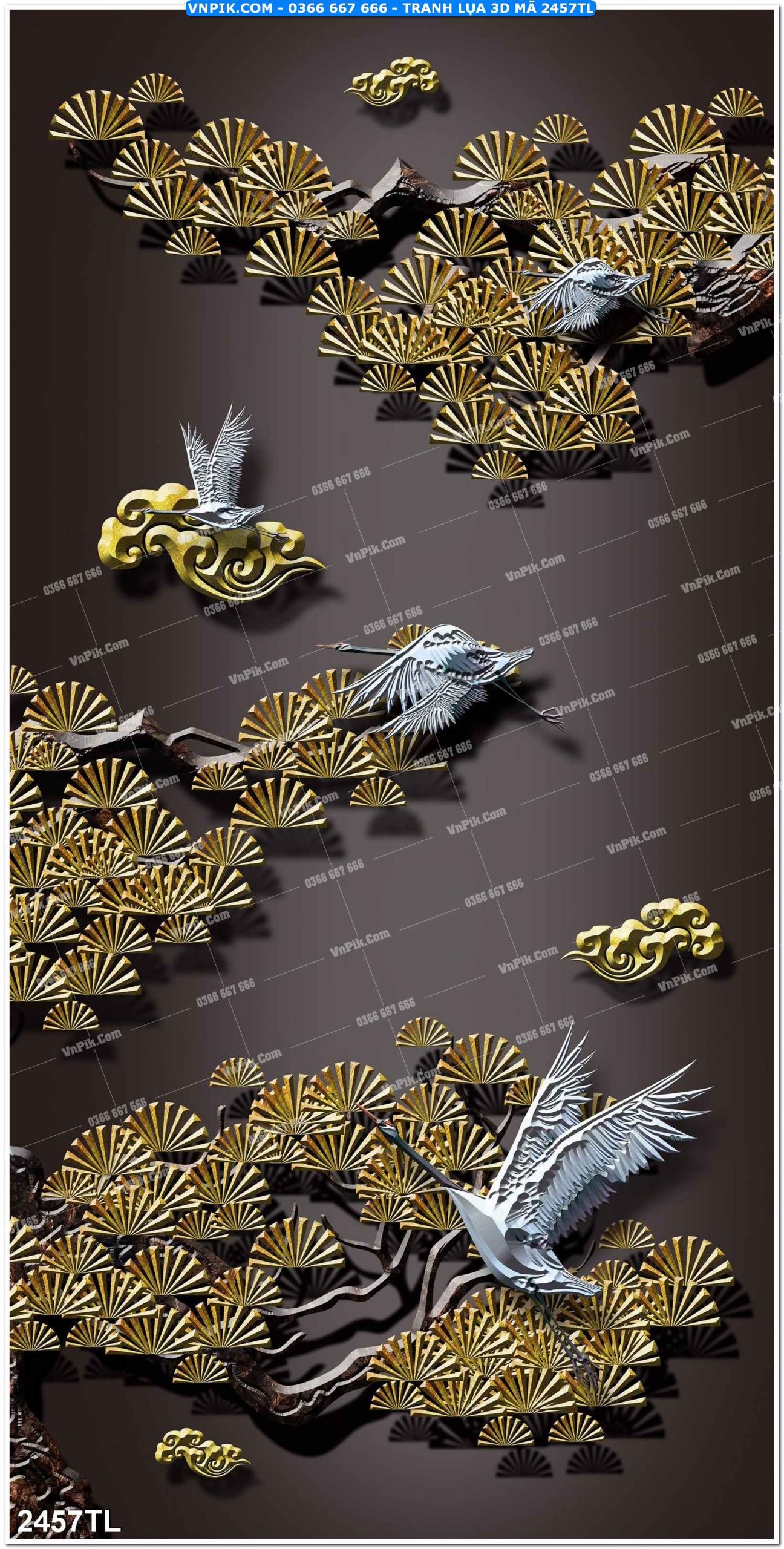 Tranh lụa 3D – Tranh trang trí dán tường 2457TL