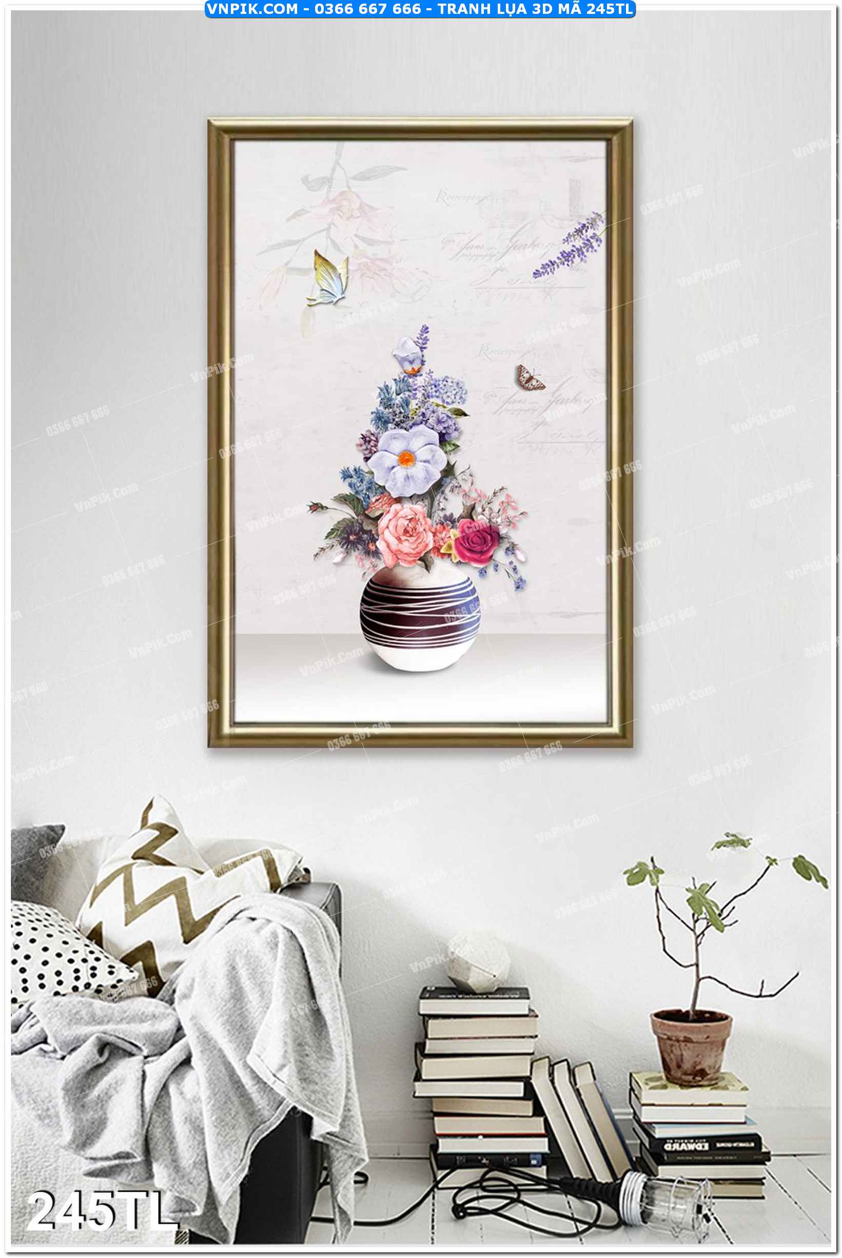 Tranh lụa 3D – Tranh trang trí dán tường 245TL