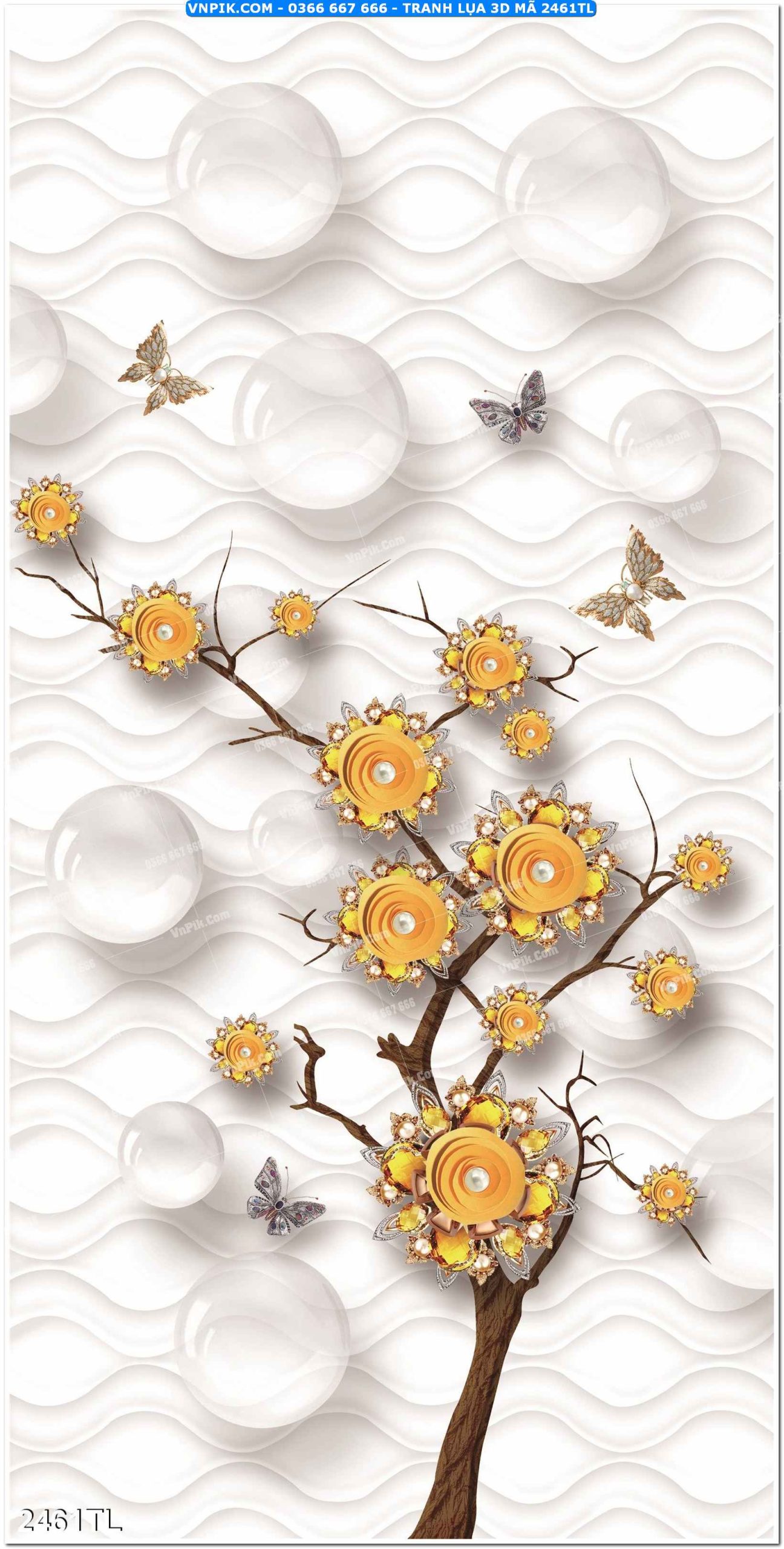 Tranh lụa 3D – Tranh trang trí dán tường 2461TL