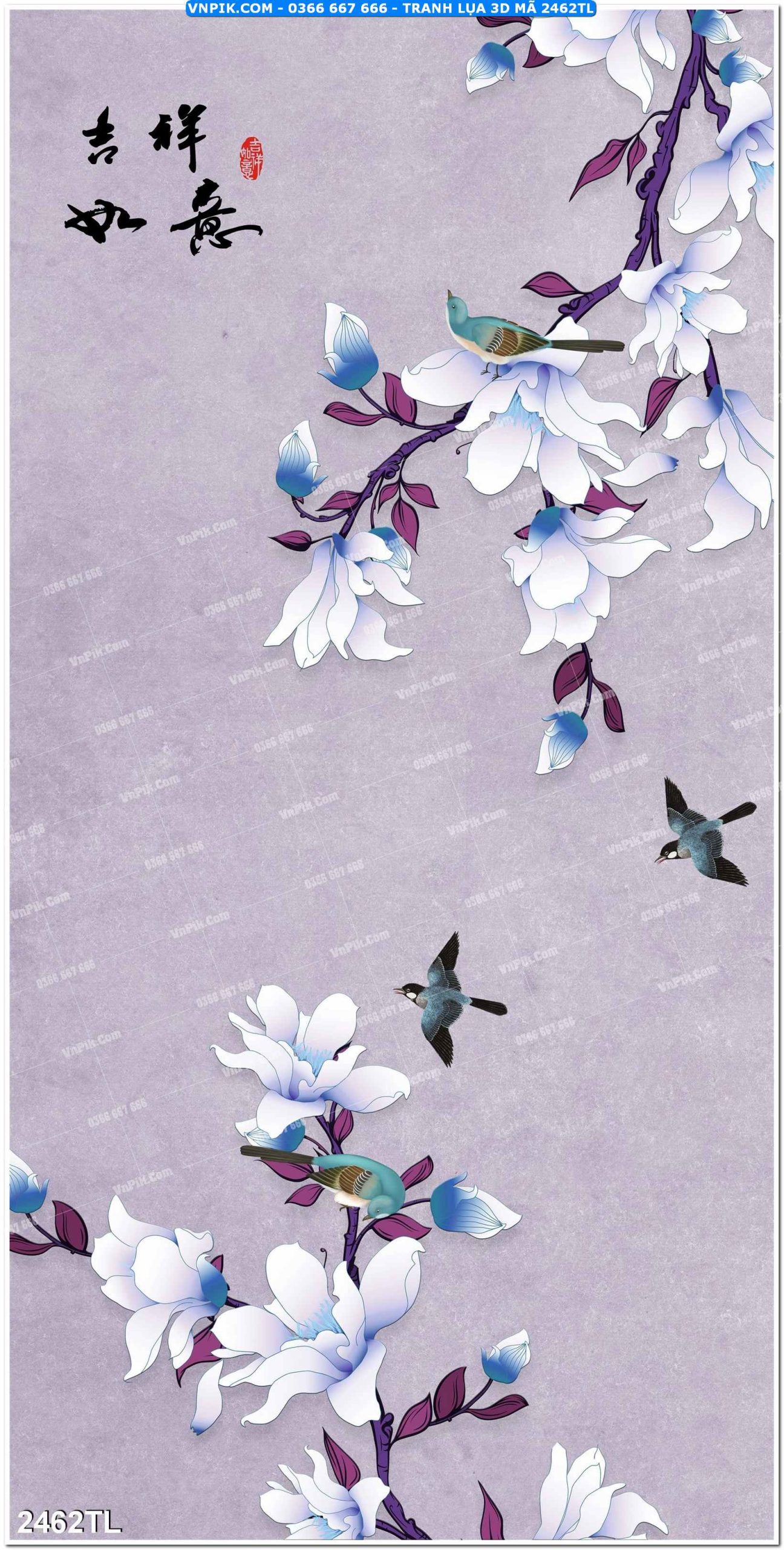 Tranh lụa 3D – Tranh trang trí dán tường 2462TL