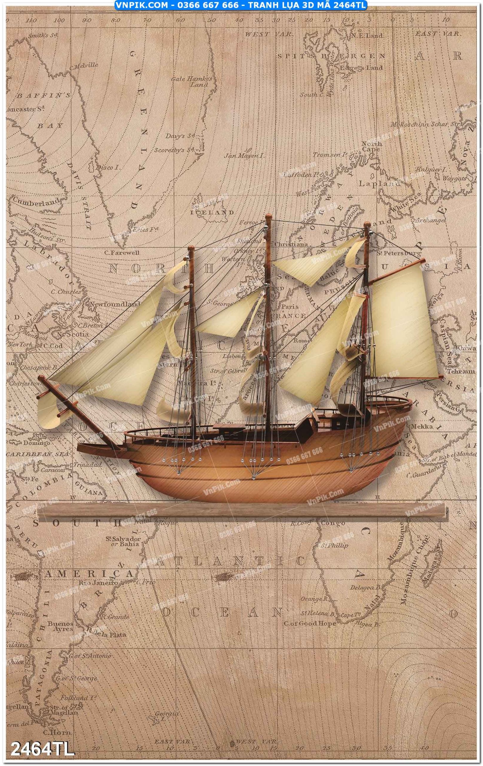 Tranh lụa 3D – Tranh trang trí dán tường 2464TL