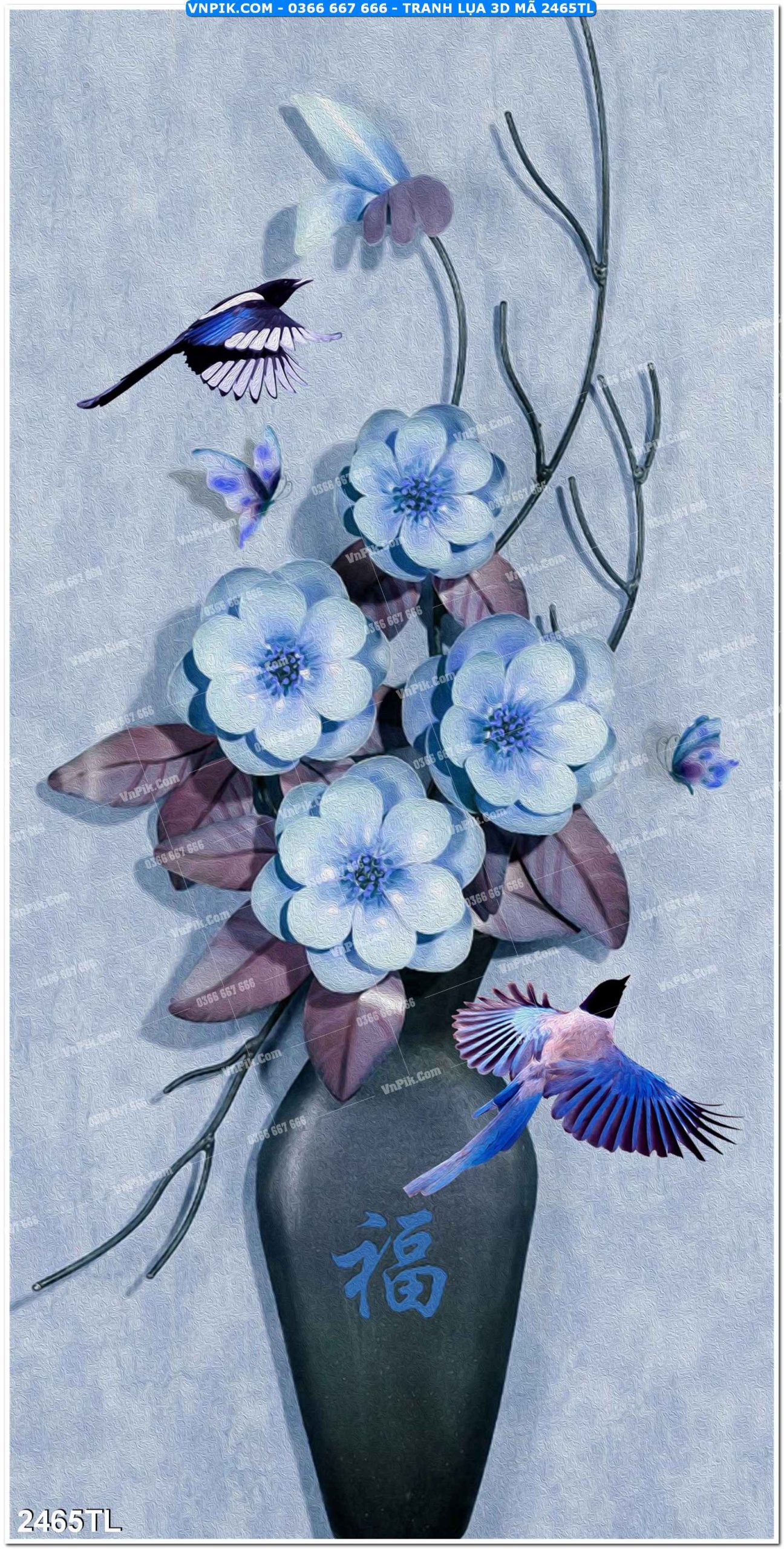 Tranh lụa 3D – Tranh trang trí dán tường 2465TL