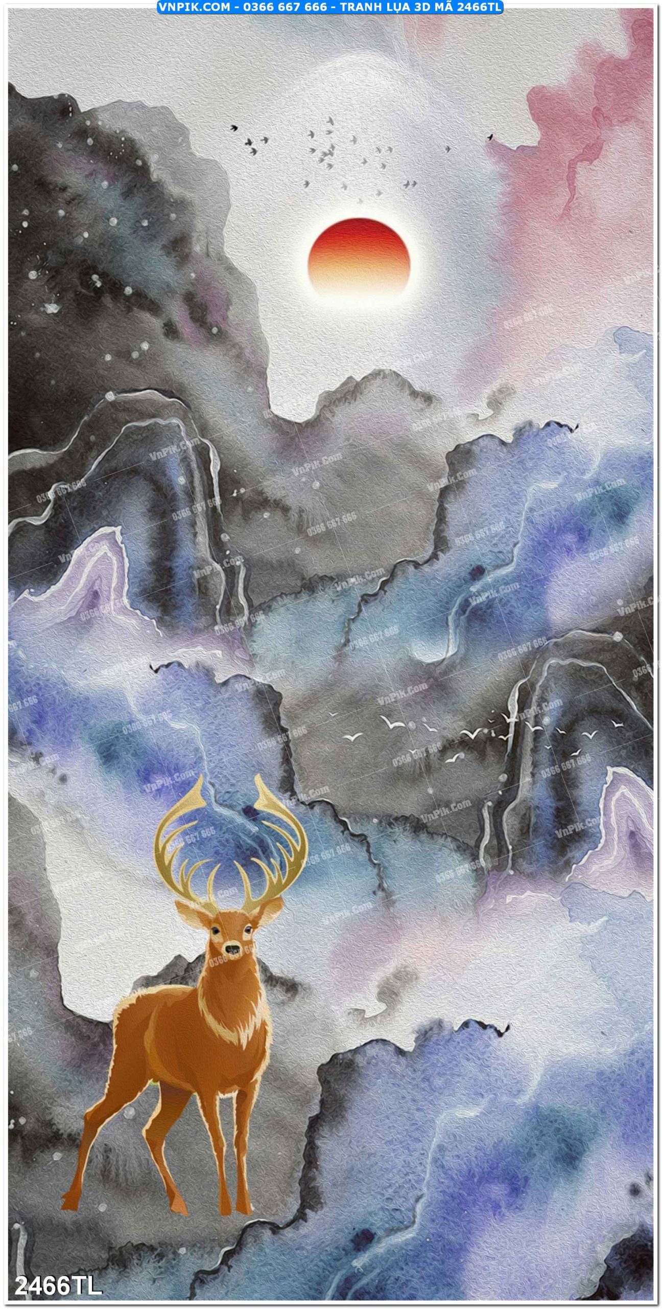 Tranh lụa 3D – Tranh trang trí dán tường 2466TL