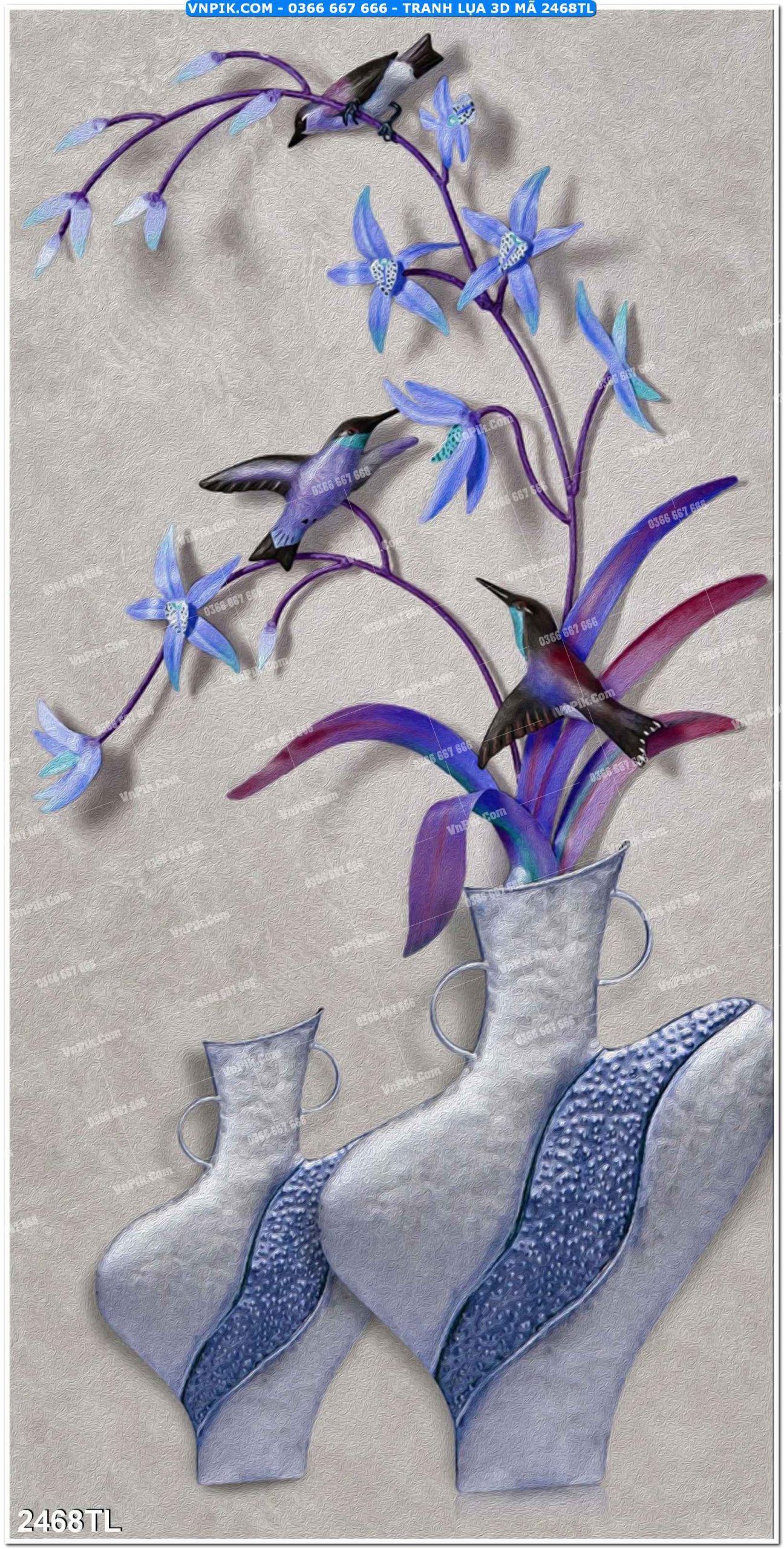 Tranh lụa 3D – Tranh trang trí dán tường 2468TL