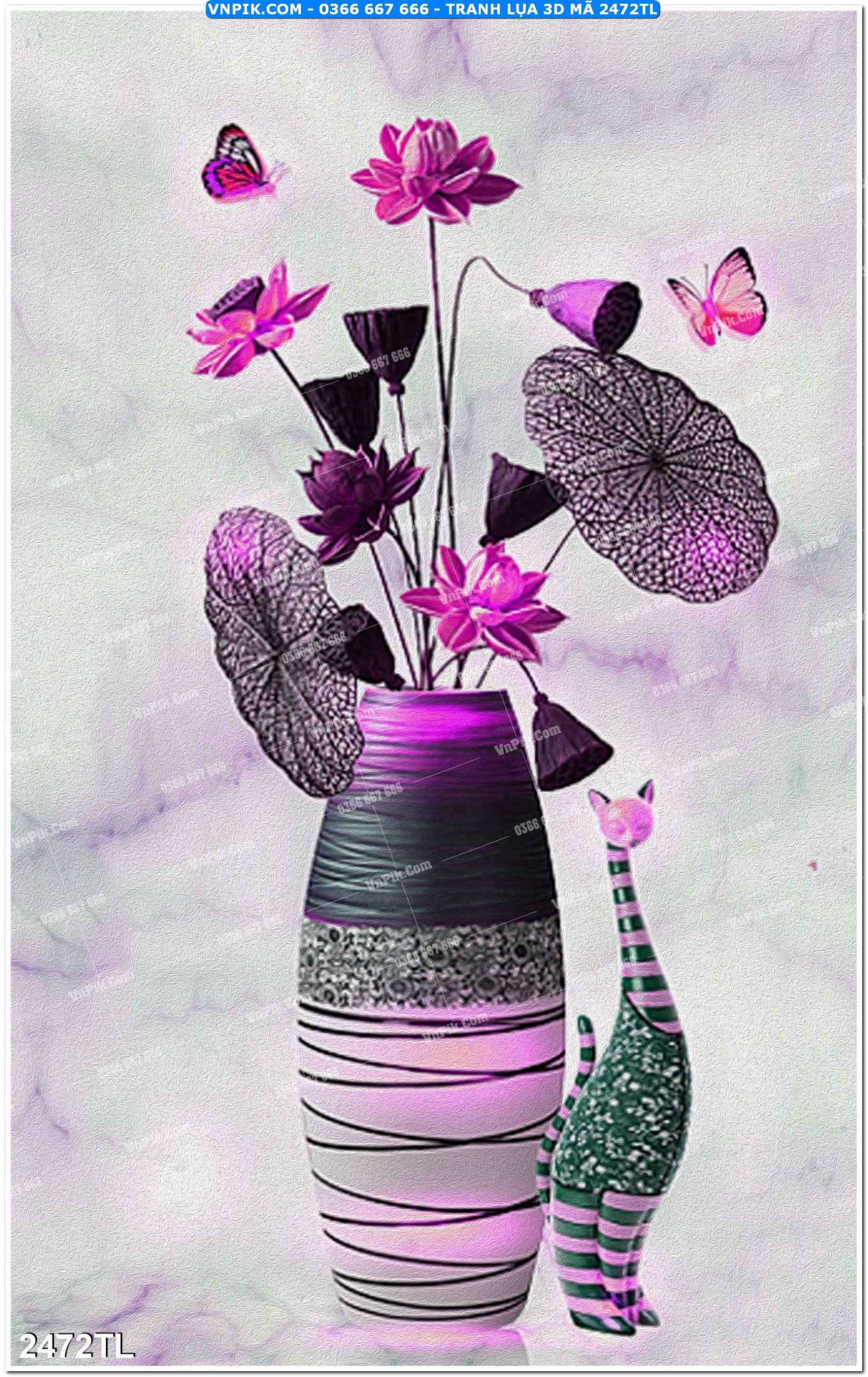 Tranh lụa 3D – Tranh trang trí dán tường 2472TL