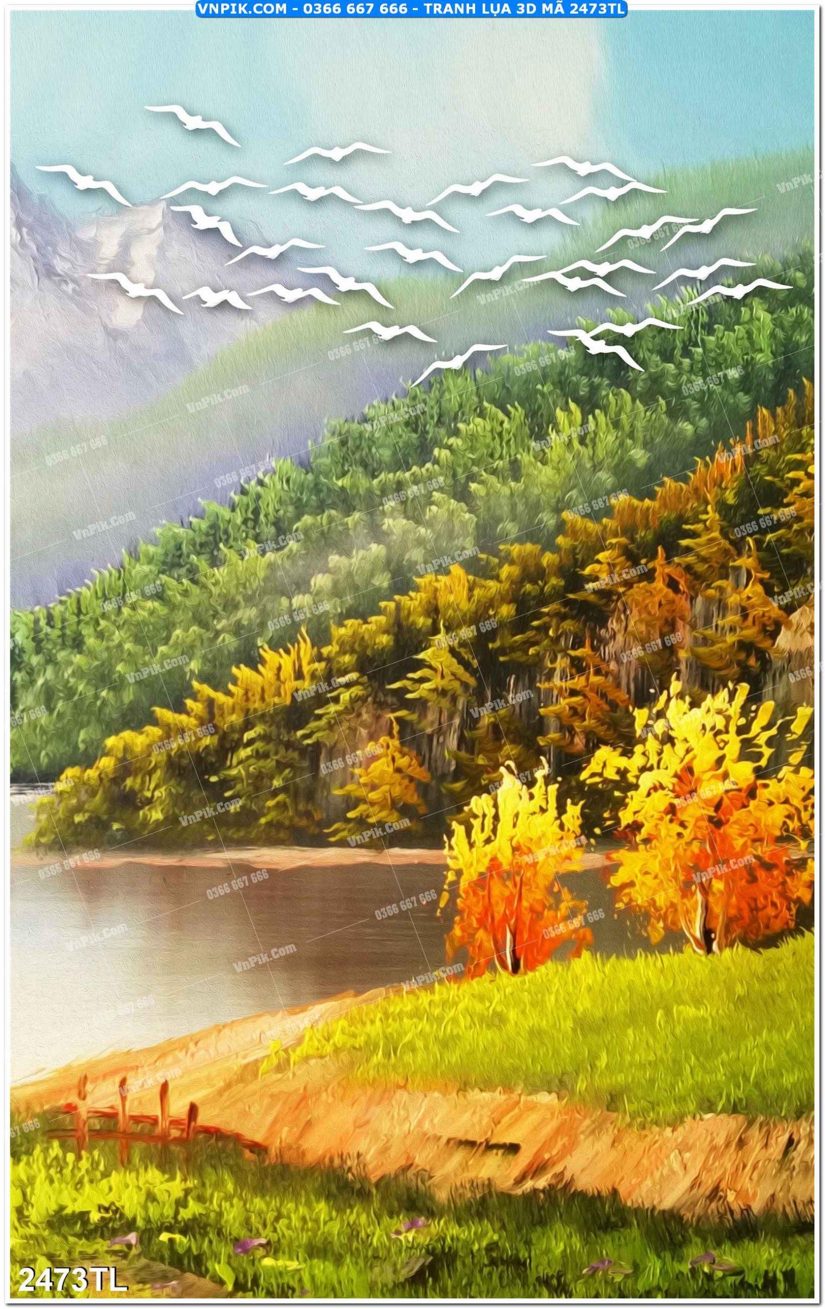 Tranh lụa 3D – Tranh trang trí dán tường 2473TL