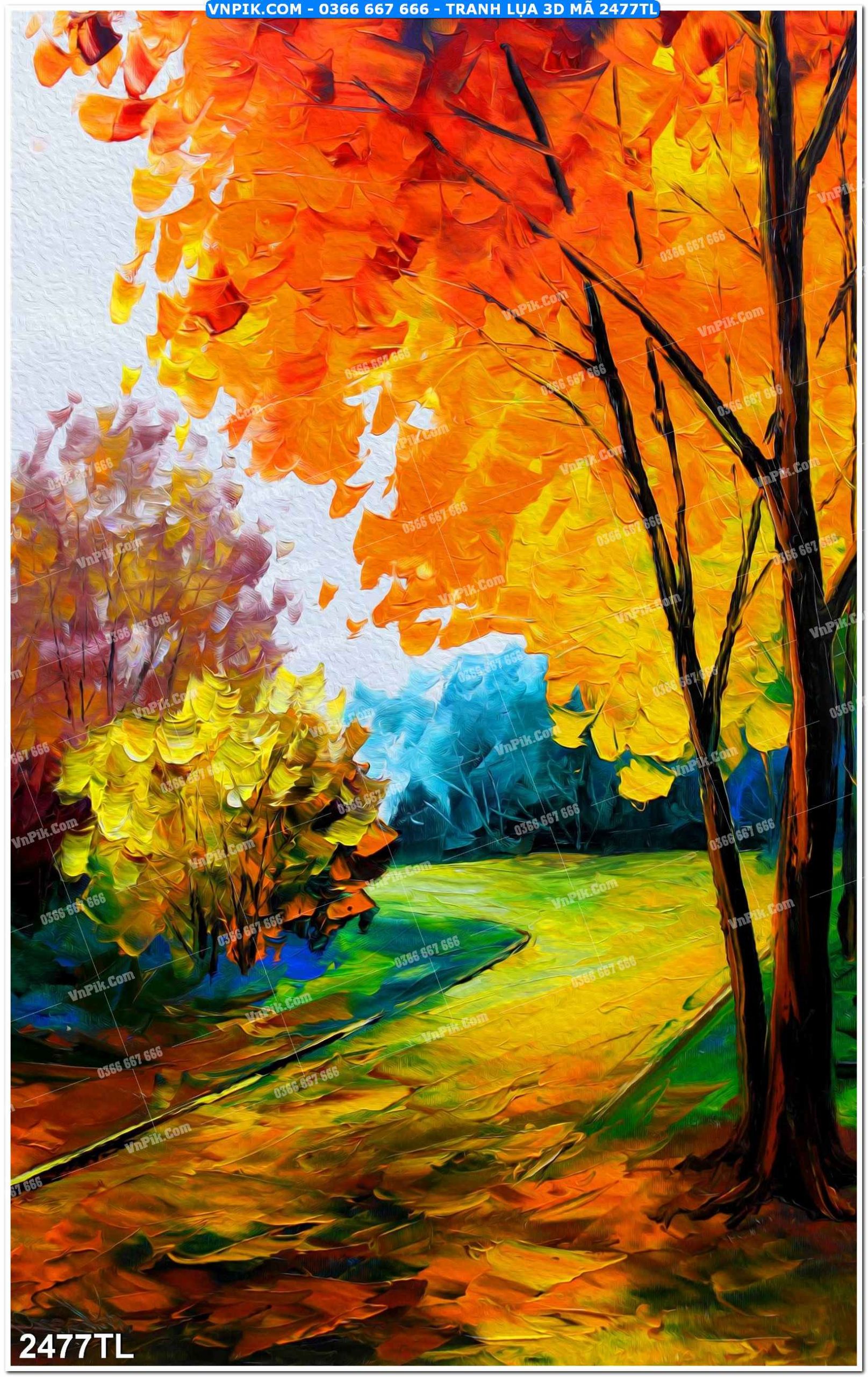Tranh lụa 3D – Tranh trang trí dán tường 2477TL