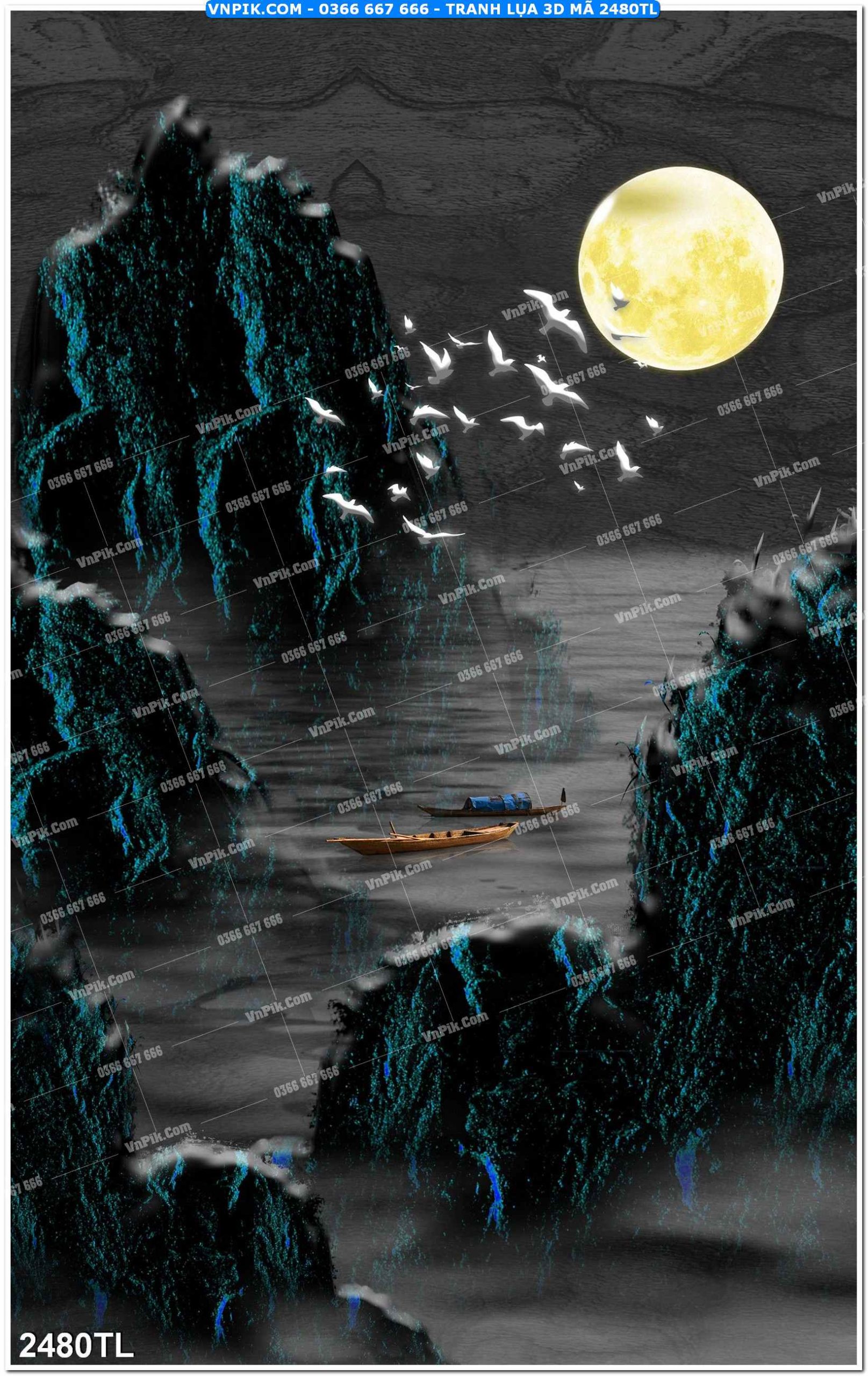 Tranh lụa 3D – Tranh trang trí dán tường 2480TL