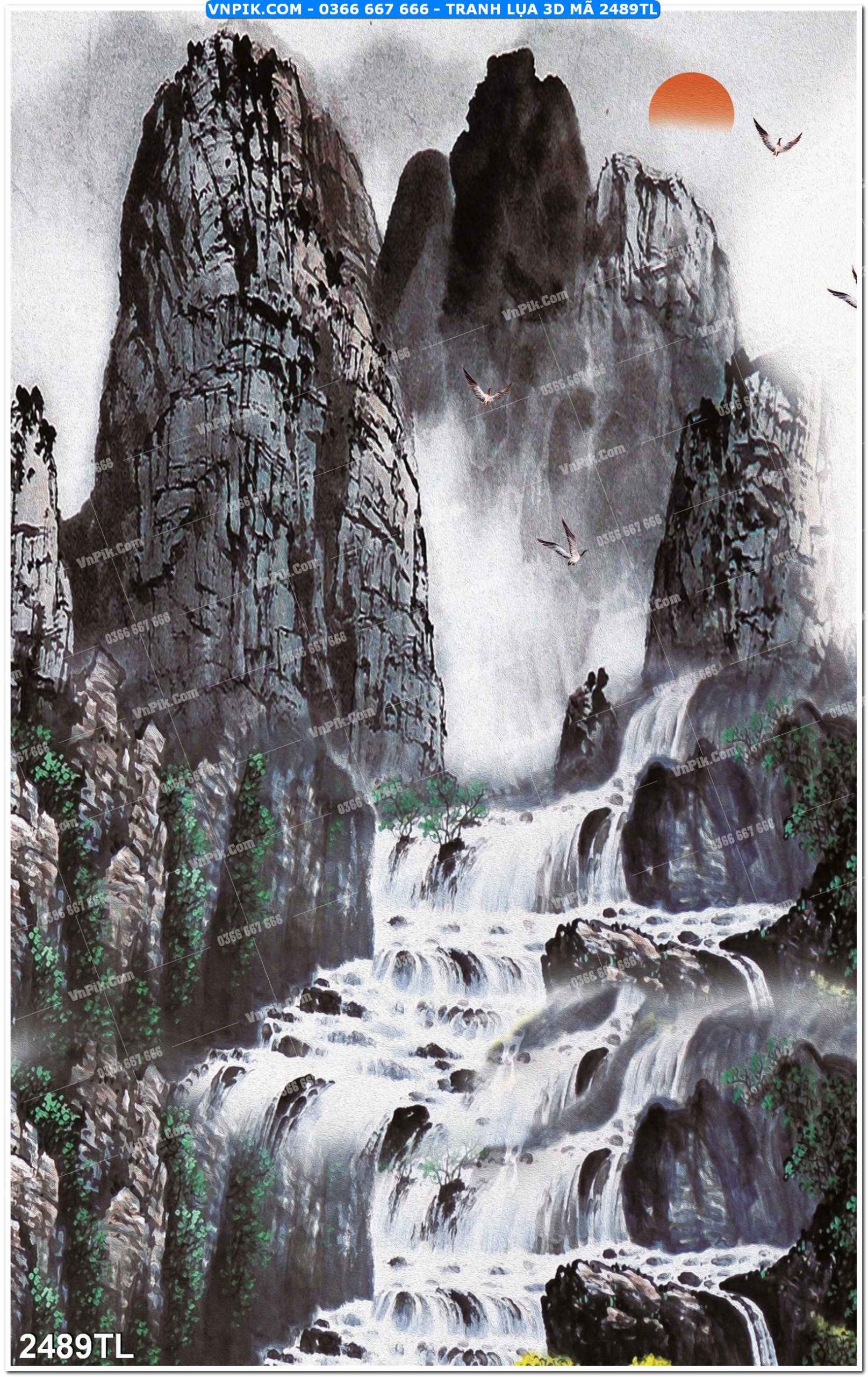 Tranh lụa 3D – Tranh trang trí dán tường 2489TL