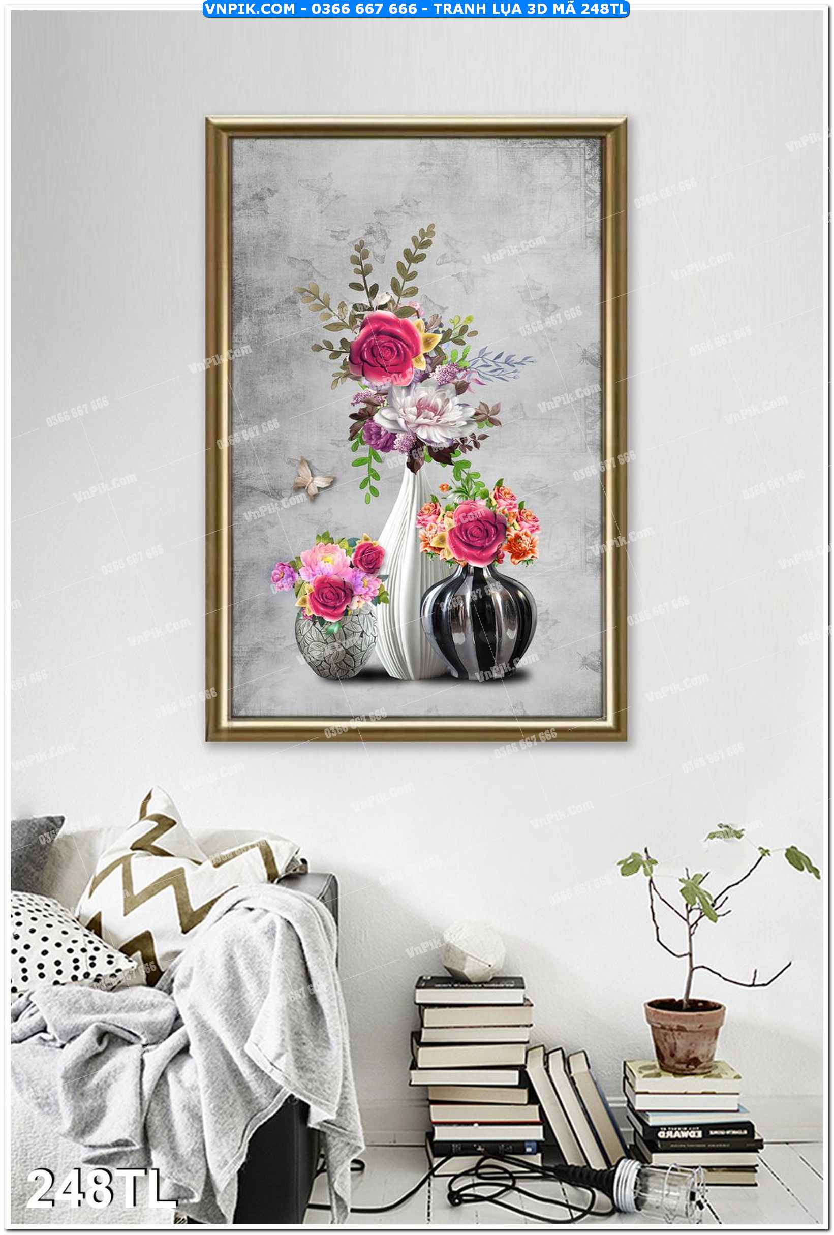 Tranh lụa 3D – Tranh trang trí dán tường 248TL