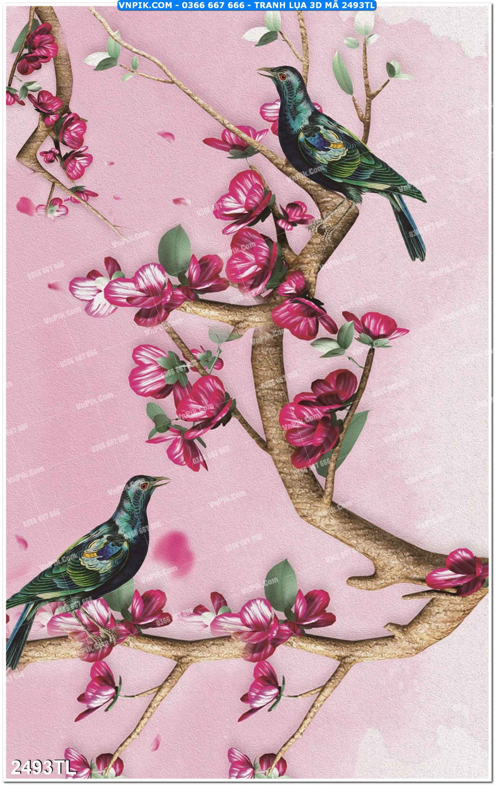 Tranh lụa 3D – Tranh trang trí dán tường 2493TL