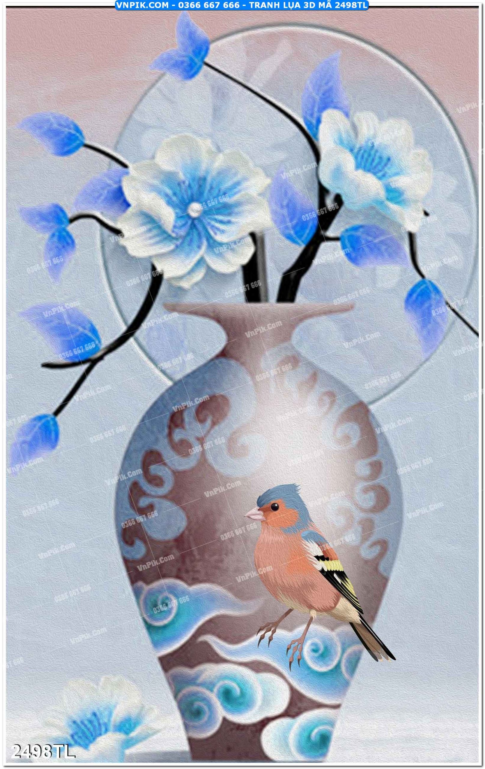 Tranh lụa 3D – Tranh trang trí dán tường 2498TL
