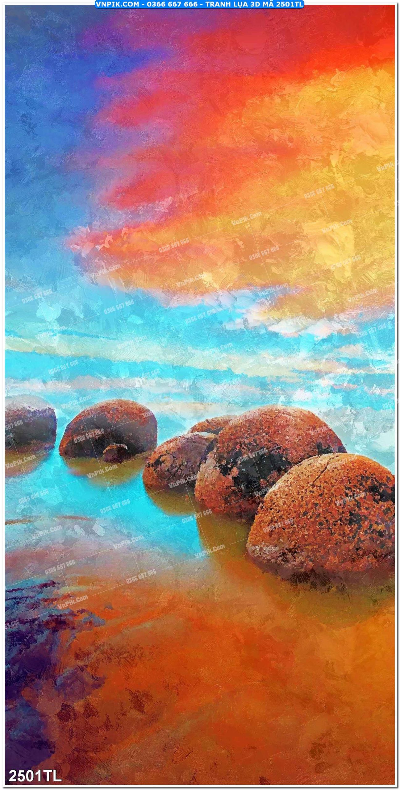 Tranh lụa 3D – Tranh trang trí dán tường 2501TL