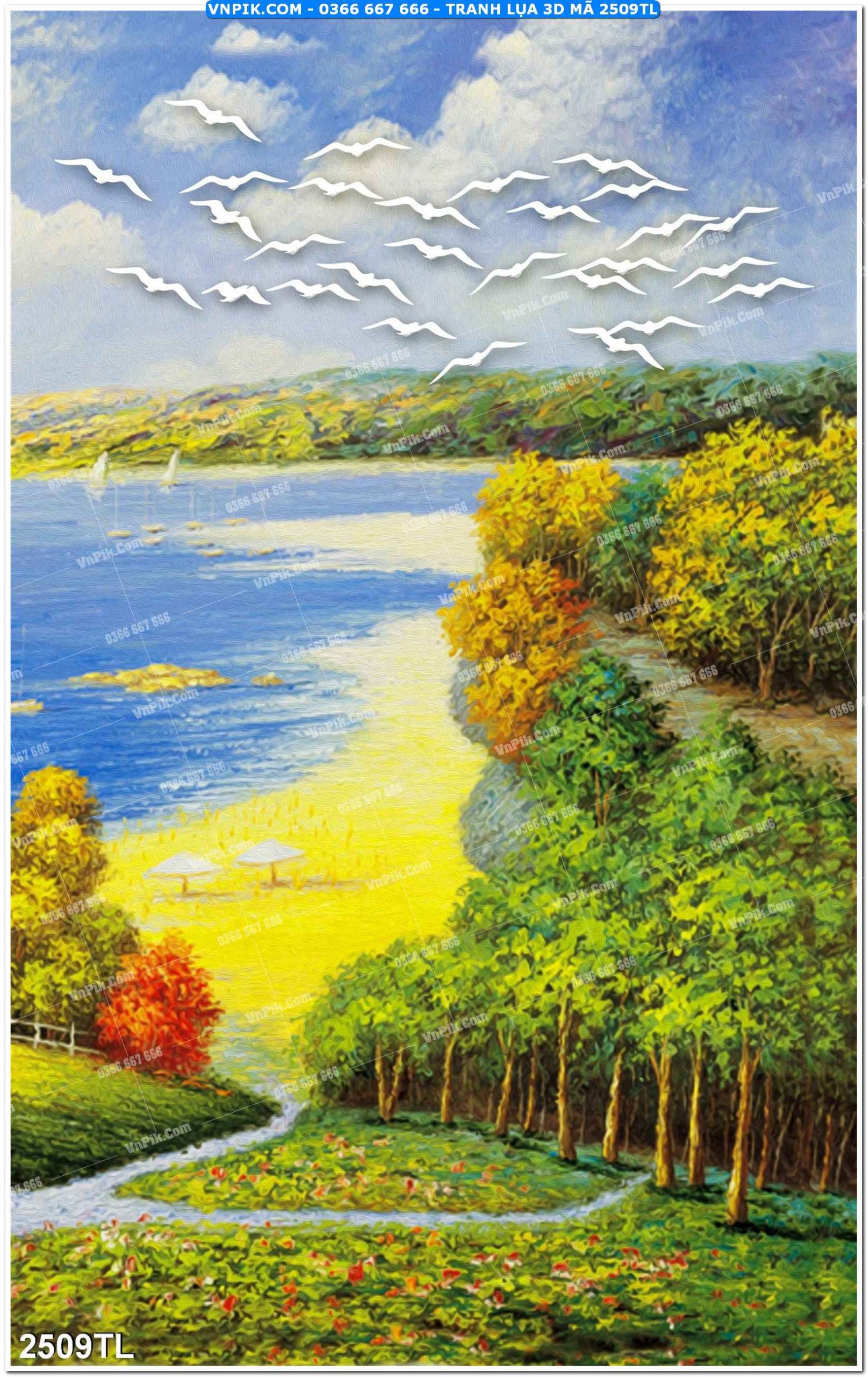 Tranh lụa 3D – Tranh trang trí dán tường 2509TL