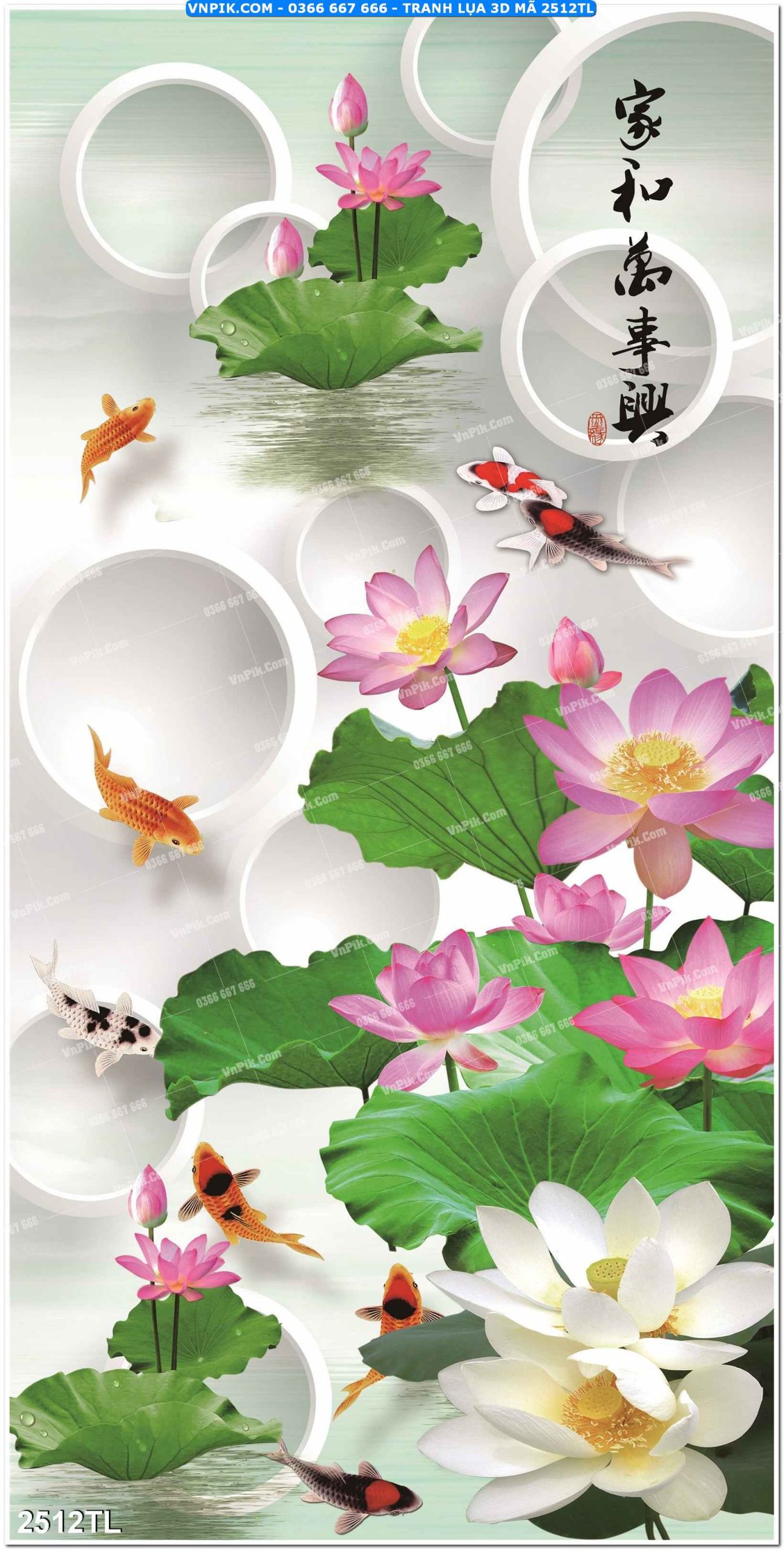 Tranh lụa 3D – Tranh trang trí dán tường 2512TL