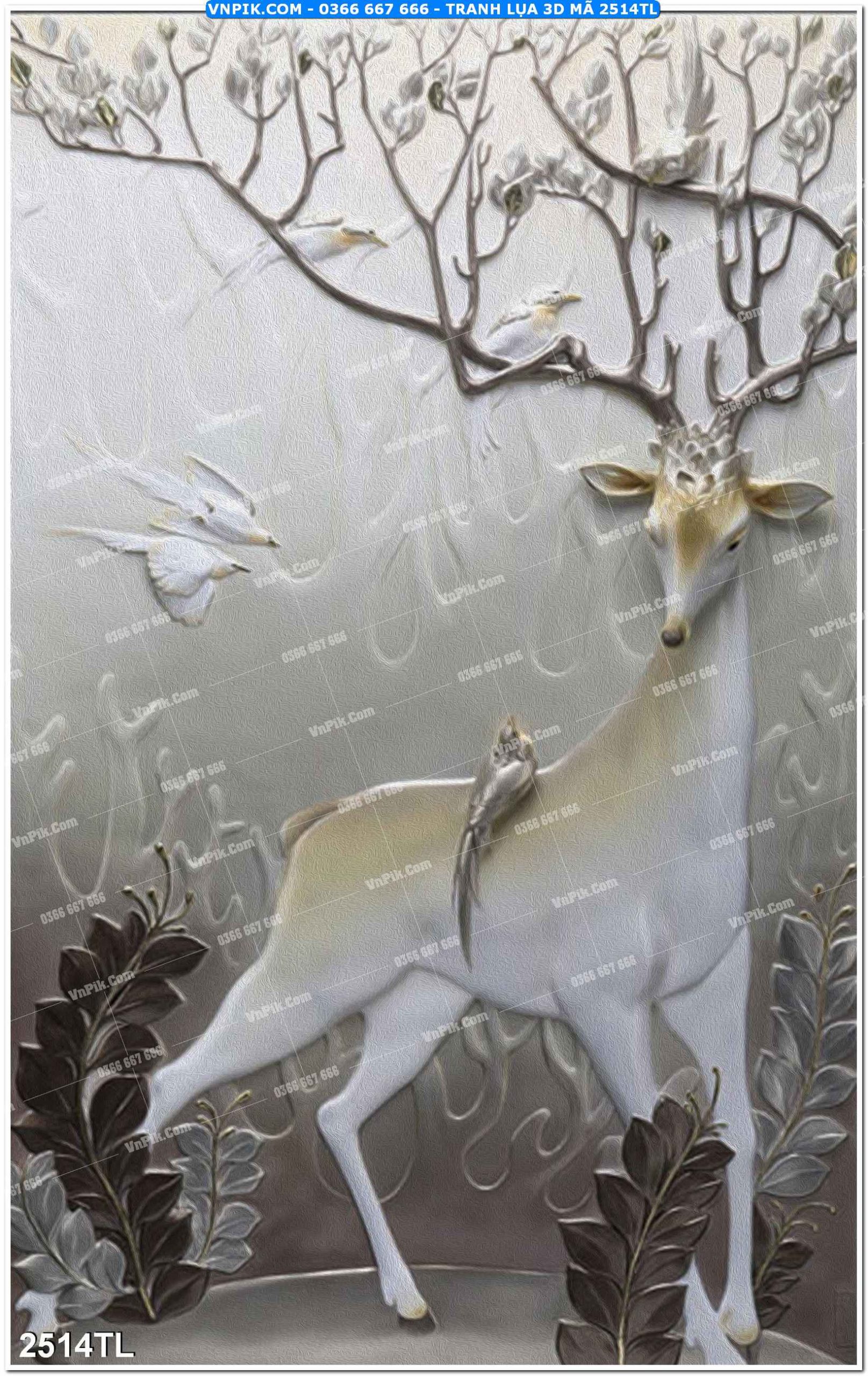 Tranh lụa 3D – Tranh trang trí dán tường 2514TL