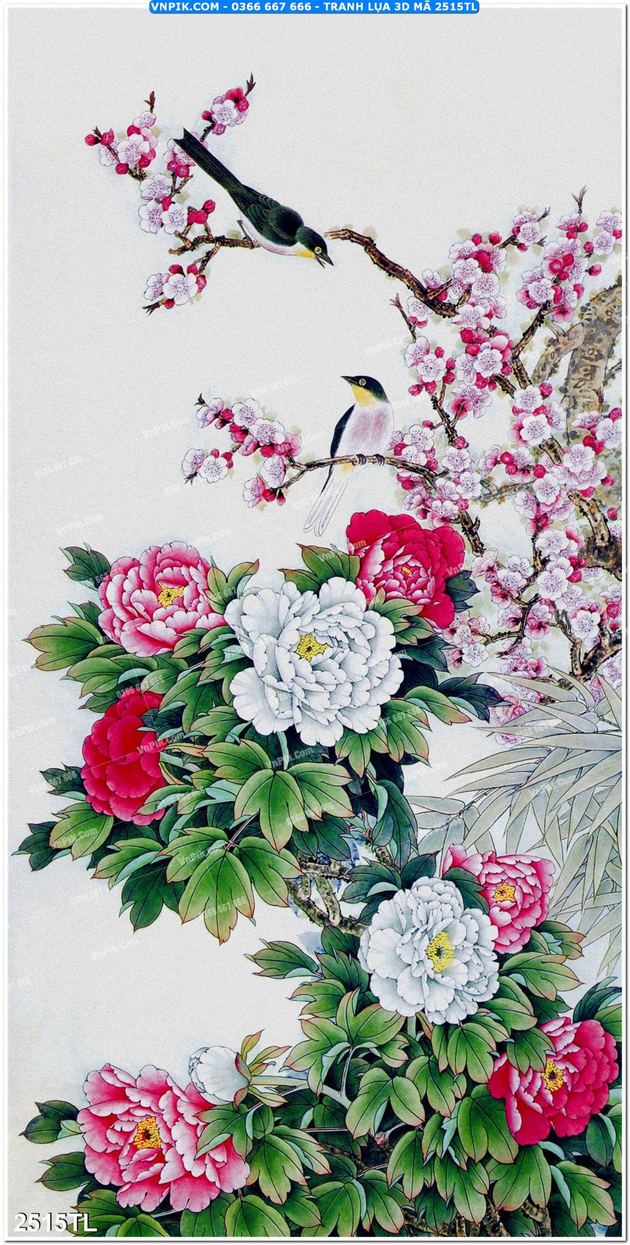 Tranh lụa 3D – Tranh trang trí dán tường 2515TL