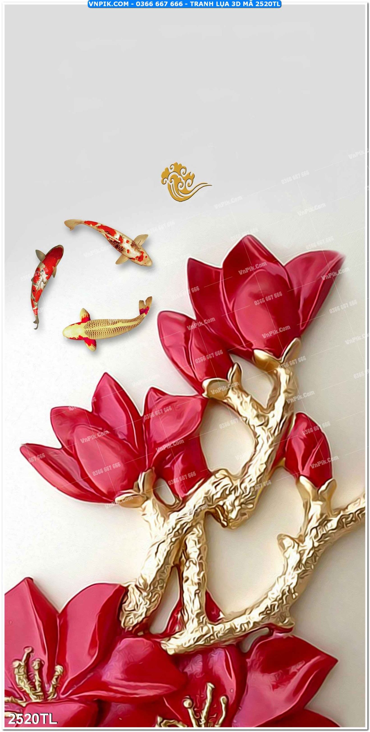 Tranh lụa 3D – Tranh trang trí dán tường 2520TL