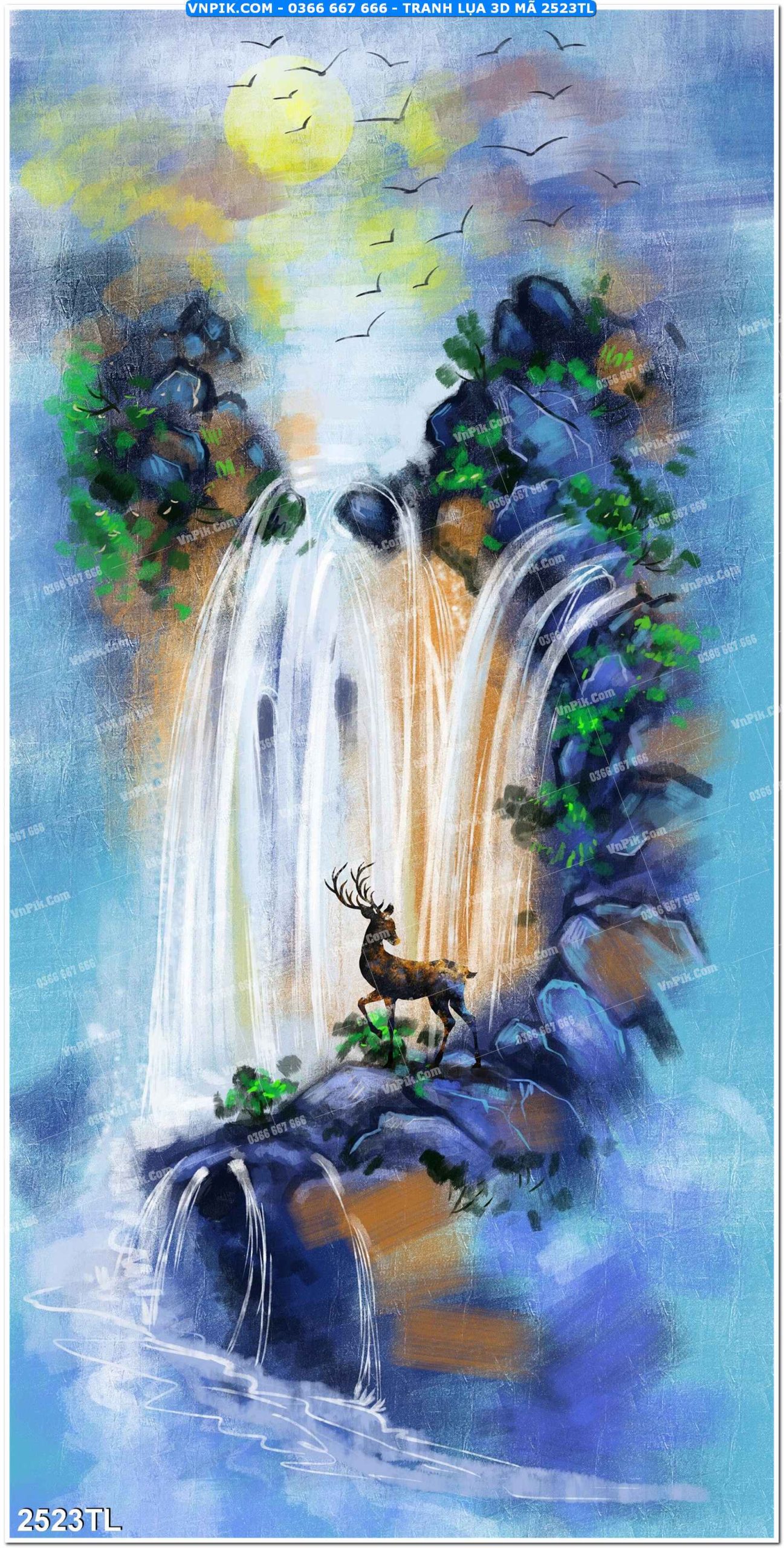 Tranh lụa 3D – Tranh trang trí dán tường 2523TL