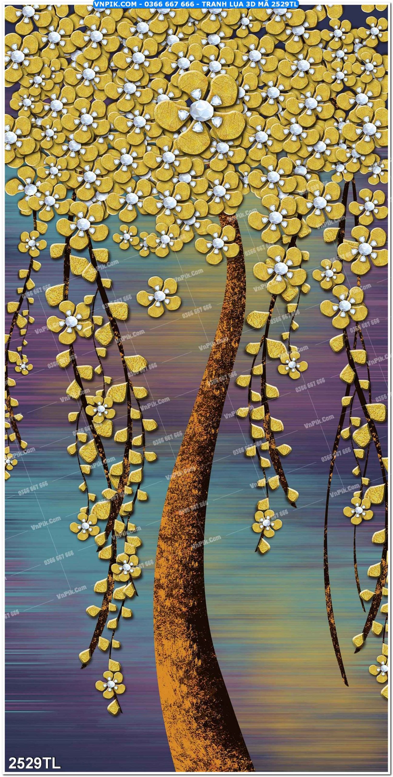 Tranh lụa 3D – Tranh trang trí dán tường 2529TL