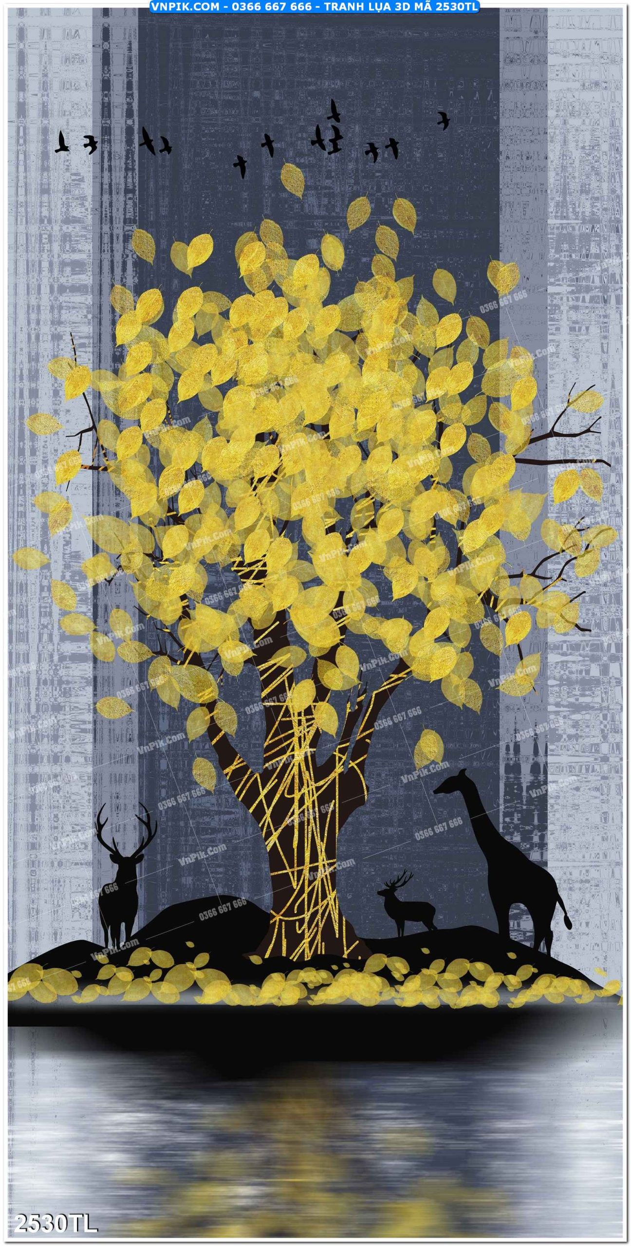 Tranh lụa 3D – Tranh trang trí dán tường 2530TL