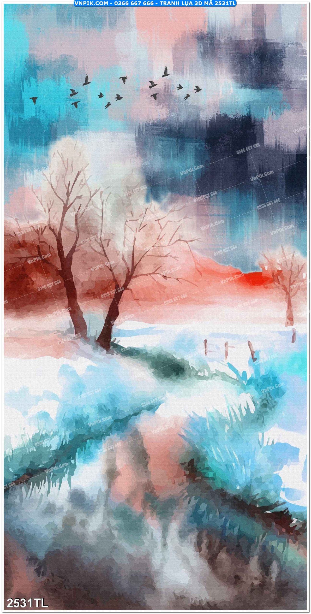 Tranh lụa 3D – Tranh trang trí dán tường 2531TL