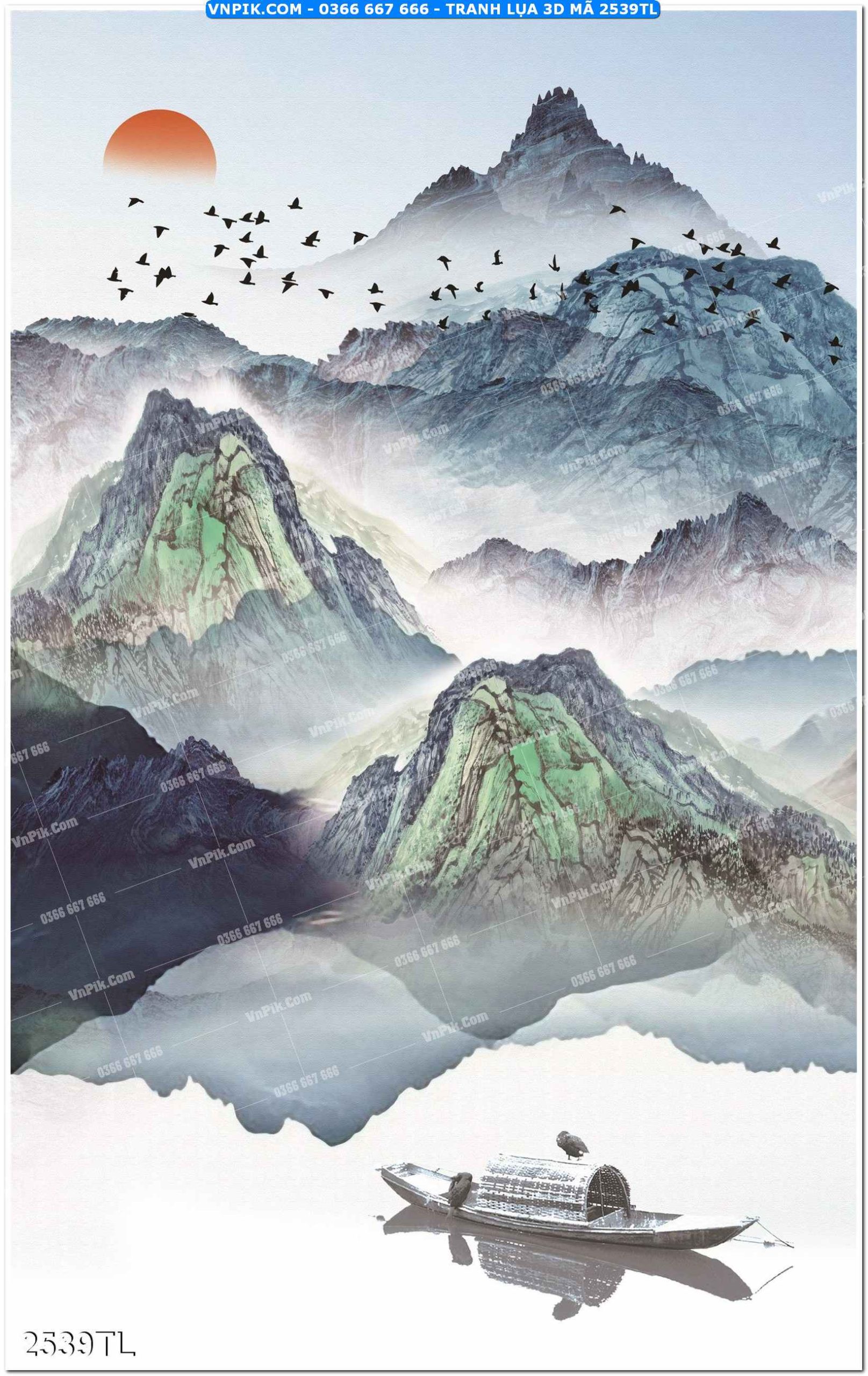 Tranh lụa 3D – Tranh trang trí dán tường 2539TL