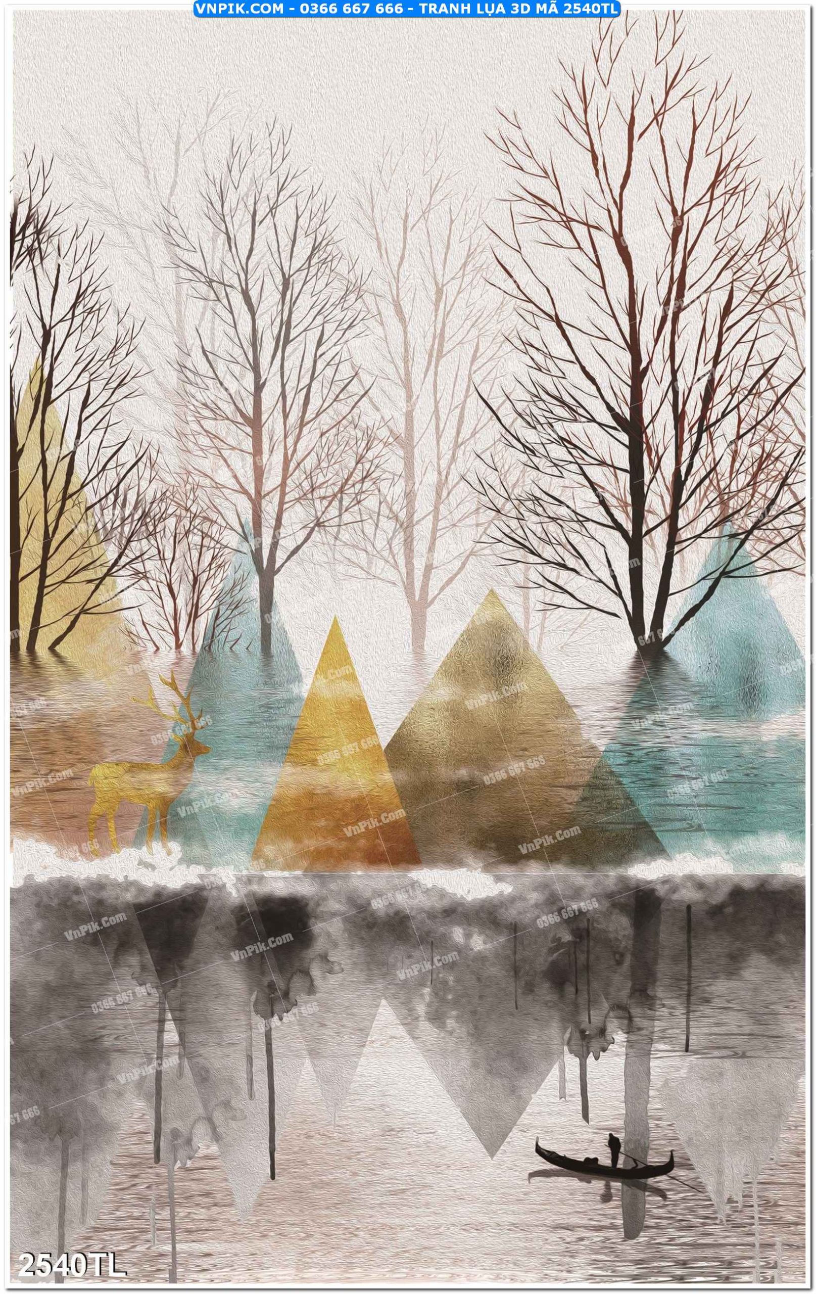Tranh lụa 3D – Tranh trang trí dán tường 2540TL